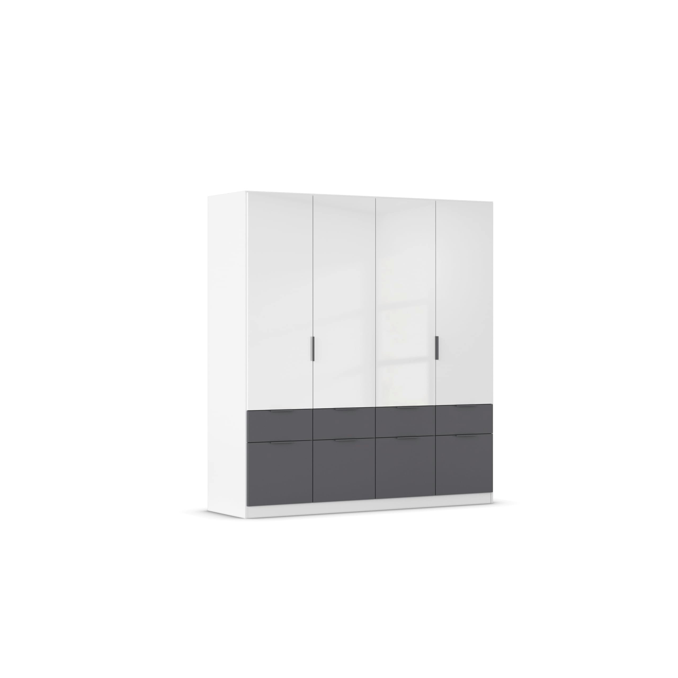 Rauch Möbel Celle, Kleiderschrank für Schlafzimmer, Kinderzimmer, Babyzimmer, Garderobe, Flur, 3-türig, 6 Schubladen, Farbe Hochglanz Weiß/Weiß, Breite 136 cm