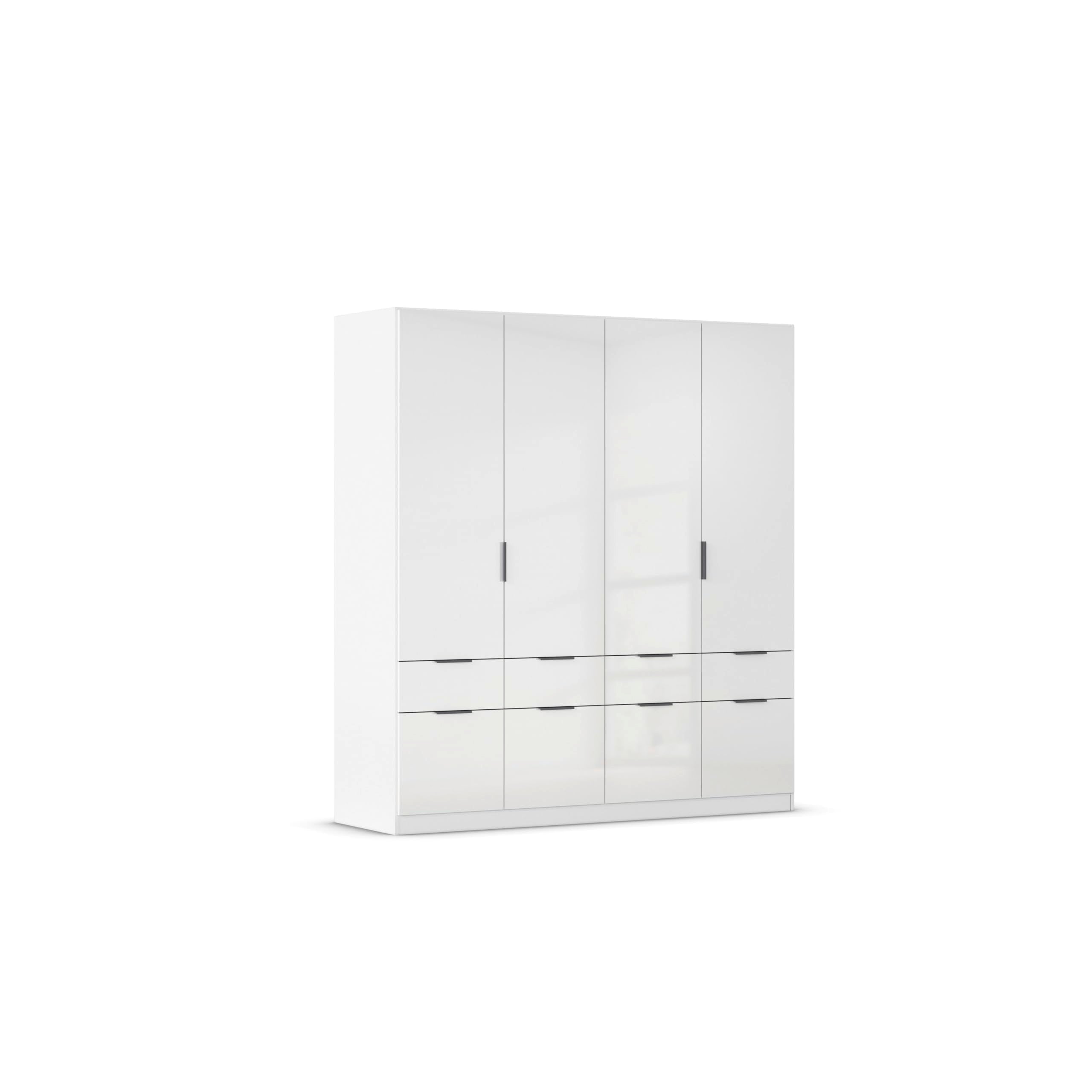 Rauch Möbel Celle, Kleiderschrank für Schlafzimmer, Kinderzimmer, Babyzimmer, Garderobe, Flur, 3-türig, 6 Schubladen, Farbe Hochglanz Weiß/Weiß, Breite 136 cm