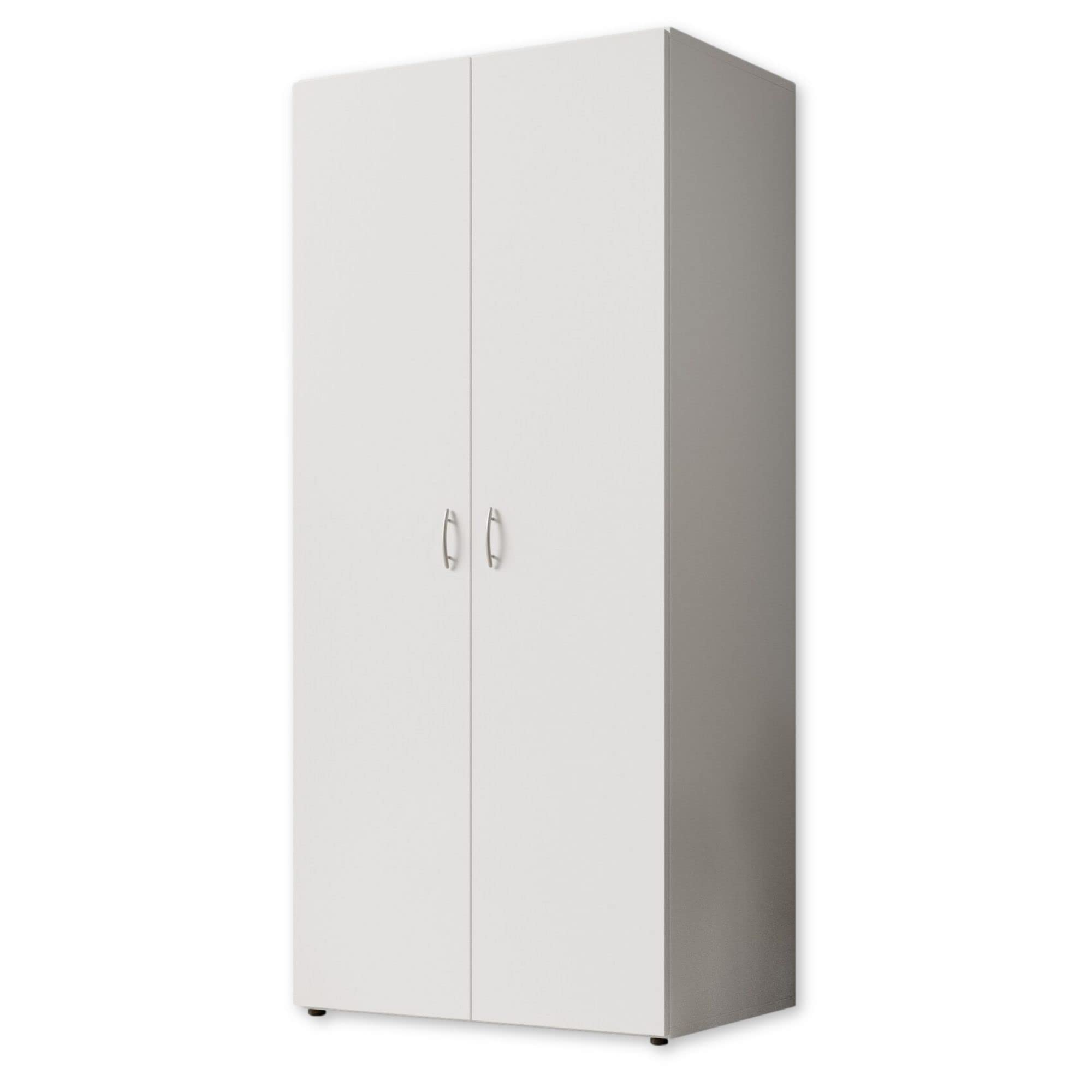 Stella Trading BASE Zeitloser Kleiderschrank in drei verschiedenen Größen - Vielseitiger Drehtürenschrank in Weiß - 160 x 177 x 52 cm (B/H/T)