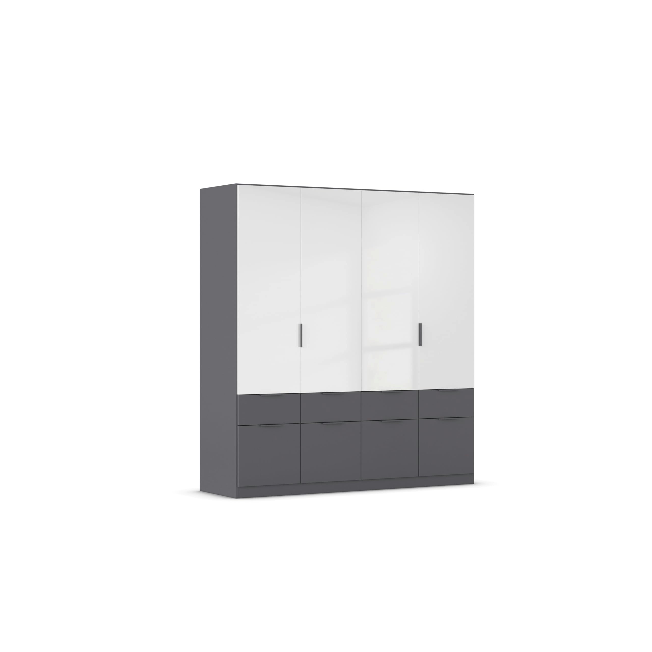 Rauch Möbel Celle, Kleiderschrank für Schlafzimmer, Kinderzimmer, Babyzimmer, Garderobe, Flur, 3-türig, 6 Schubladen, Farbe Hochglanz Weiß/Weiß, Breite 136 cm
