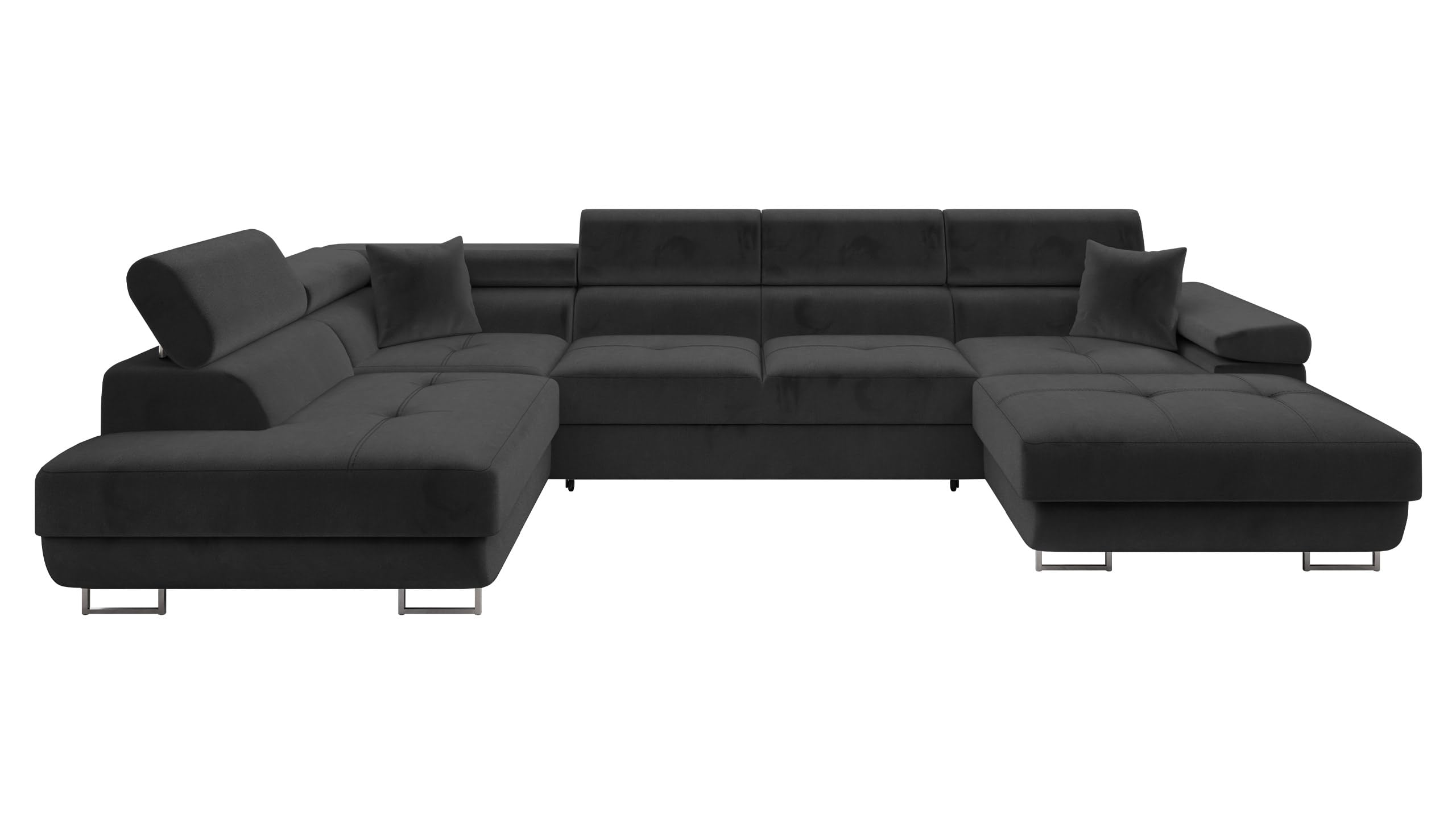 Mirjan24 Ecksofa Torezio Bis mit Bettkasten, Einstellbare Kopfstützen, Sofa mit Schlaffunktion, Eckcouch für Wohnzimmer, Polsterecke, U-Form Couch mit Bettfunktion (Soft 011 + Lux 06, Seite: Rechts)