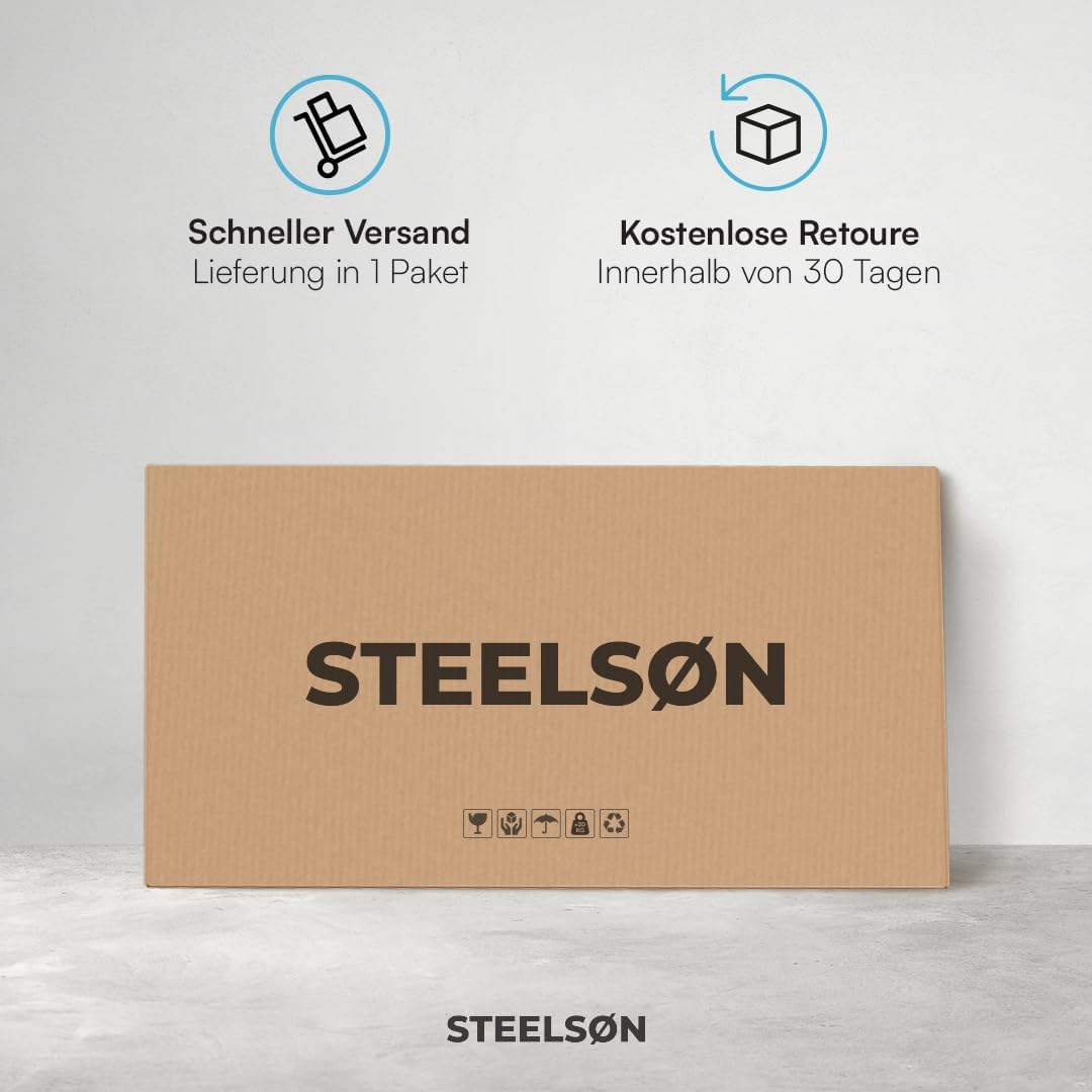 STEELSØN Dorado Gartenbox aus verzinktem Metall 350 Liter – Outdoor Box wasserdicht Anthrazit – Auflagenbox abschließbar mit klappbarem Deckel – Aufbewahrungsbox Garten/Balkon/Terrasse 120x62x63 cm