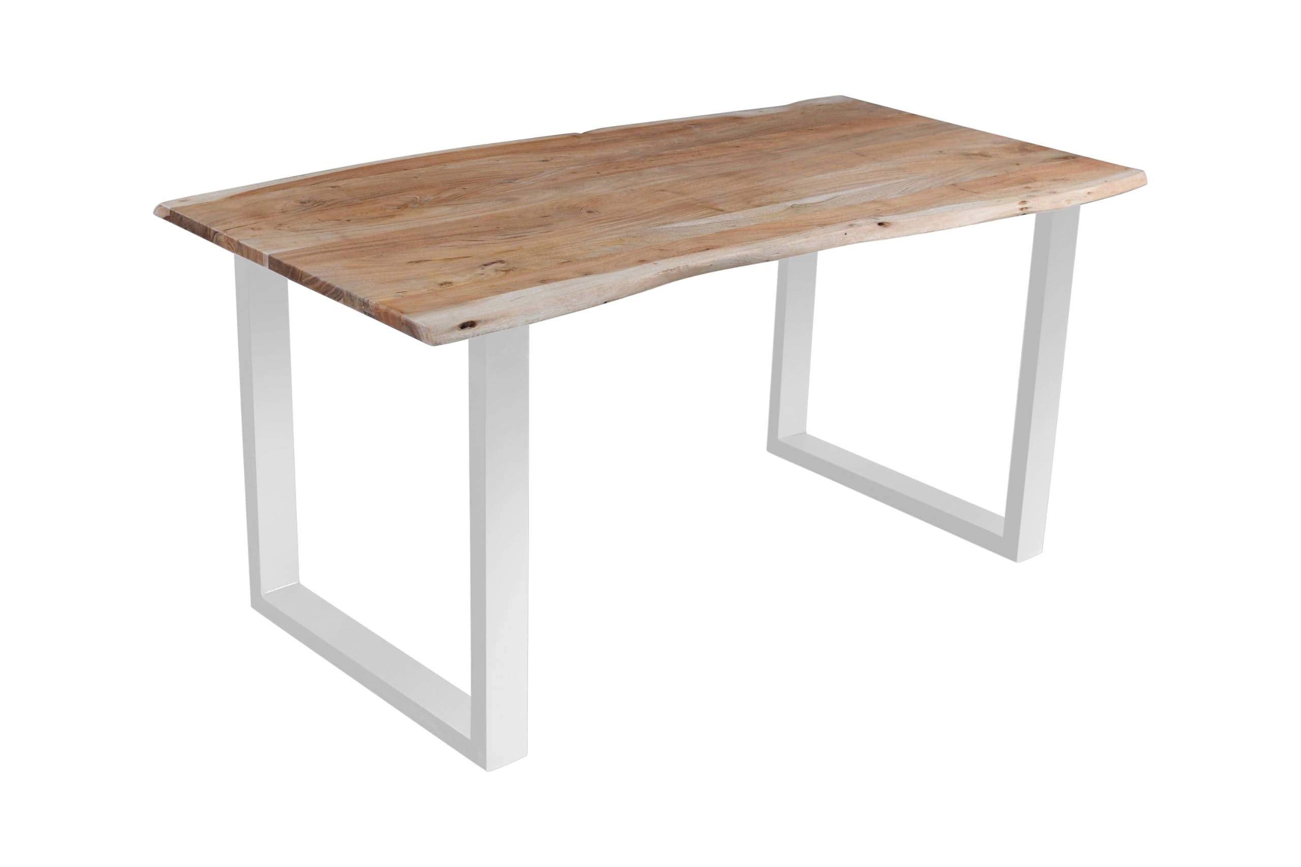 SAM Baumkantentisch 220x100 cm Quarto, Akazienholz massiv + nussbaumfarben, Esstisch mit schwarzem U-Gestell, Esszimmertisch/Holztisch Industrial-Design, Tischplatte 26 mm