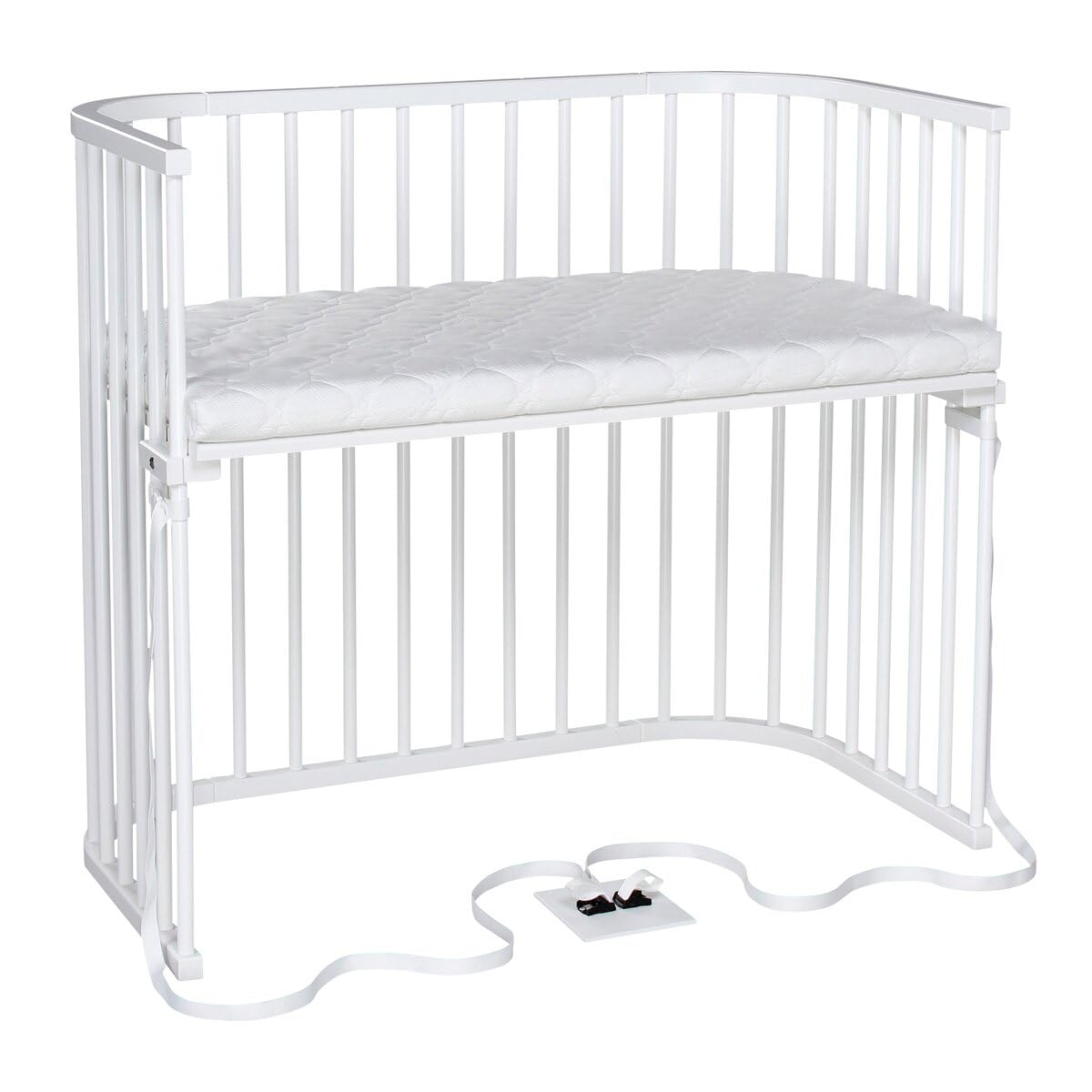 babybay Original Beistellbett aus massivem Buchenholz / kompakt & verwandelbar / Kinderbett Höhe stufenlos verstellbar & umweltfreundlich / mitwachsendes Babybett (weiß lackiert) / inkl. Matratze