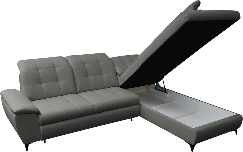 Mirjan24 Ecksofa Ferulk mit Bettkasten, 4 Sitzer L-Form Sofa mit Schlaffunktion, Eckcouch für Wohnzimmer, Couch mit Bettfunktion (Neve 03, Seite: Links)