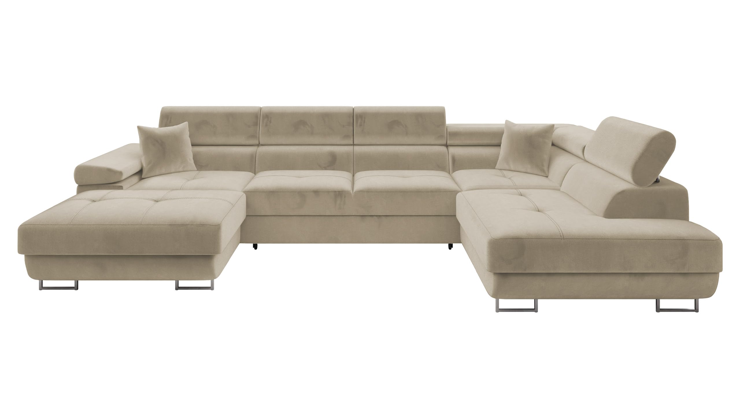 Mirjan24 Ecksofa Torezio Bis mit Bettkasten, Einstellbare Kopfstützen, Sofa mit Schlaffunktion, Eckcouch für Wohnzimmer, Polsterecke, U-Form Couch mit Bettfunktion (Soft 011 + Lux 06, Seite: Rechts)