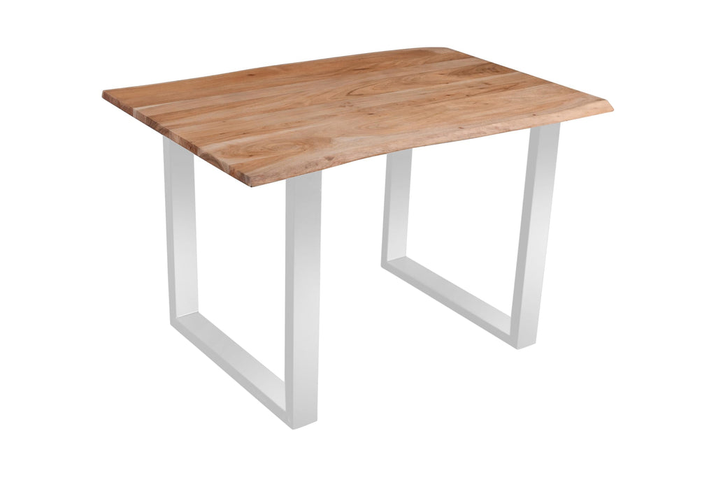 SAM Baumkantentisch 220x100 cm Quarto, Akazienholz massiv + nussbaumfarben, Esstisch mit schwarzem U-Gestell, Esszimmertisch/Holztisch Industrial-Design, Tischplatte 26 mm
