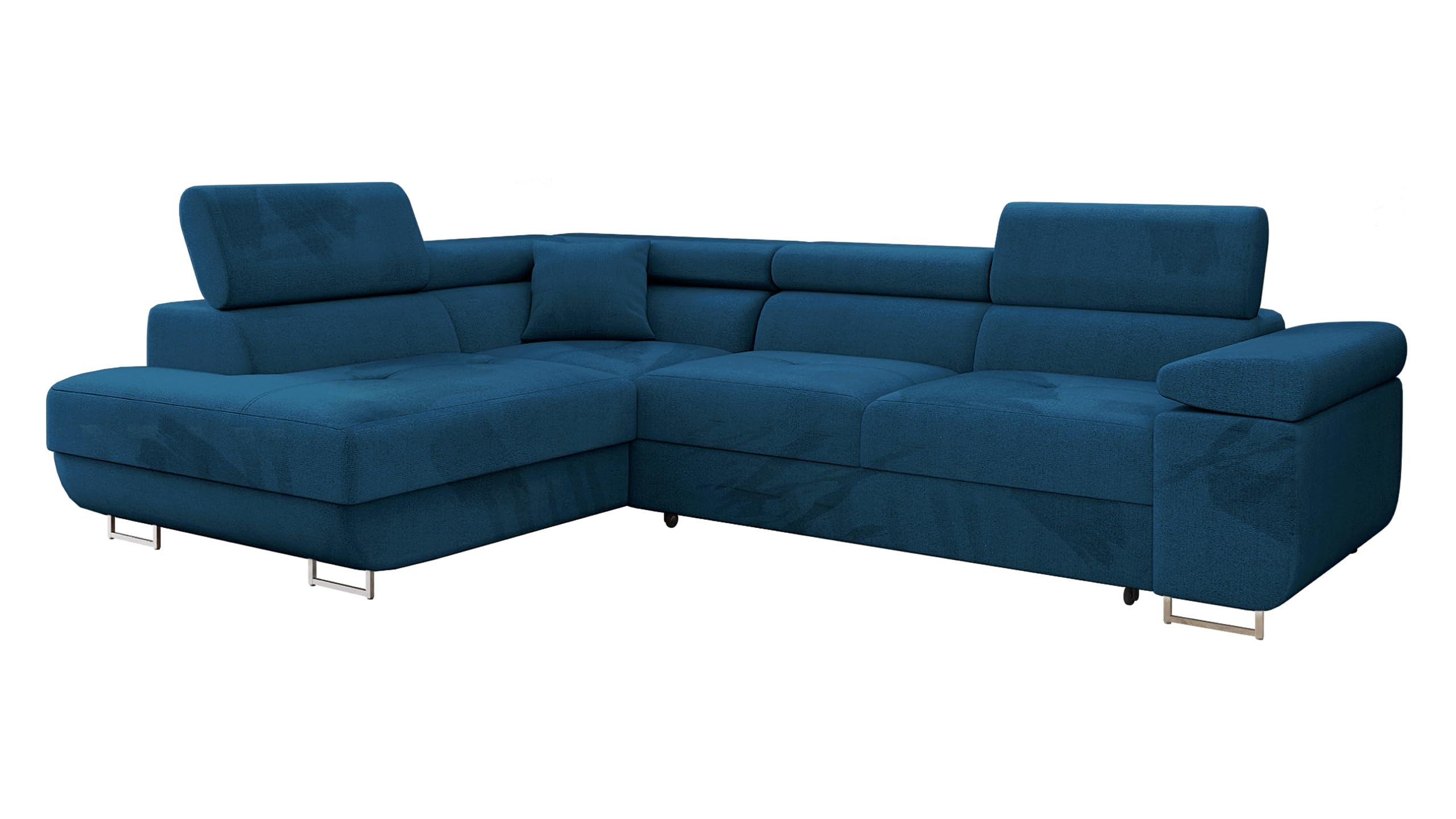 Mirjan24 Torezio Corner Sofa with Bed Box, Adjustable Headrests, Sofa with Sleep Function, Corner Couch for Living Room, Upholstered Corner, L-Shape Couch with Bed Function (Manila 16, Side: Left)