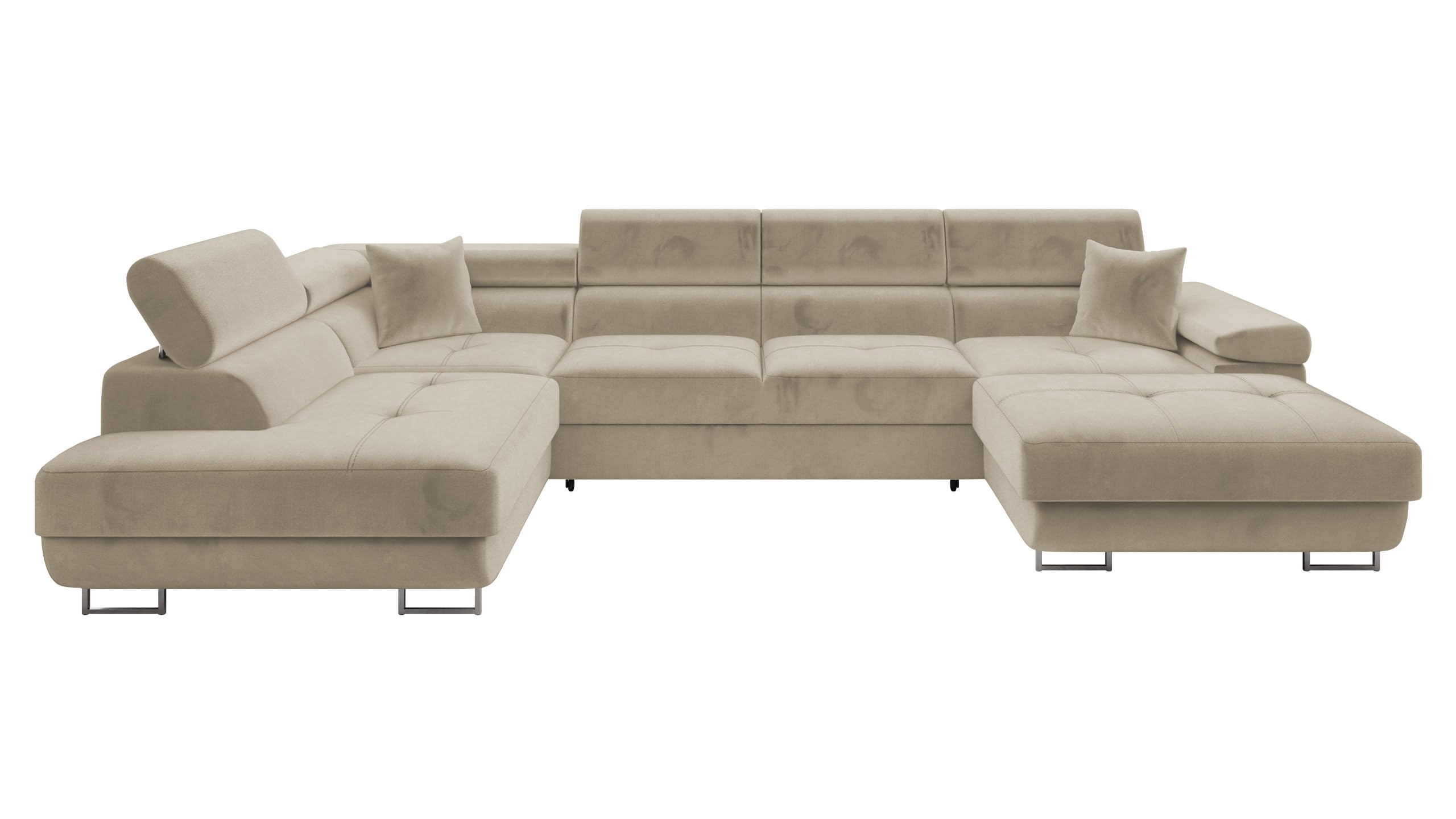 Mirjan24 Ecksofa Torezio Bis mit Bettkasten, Einstellbare Kopfstützen, Sofa mit Schlaffunktion, Eckcouch für Wohnzimmer, Polsterecke, U-Form Couch mit Bettfunktion (Soft 011 + Lux 06, Seite: Rechts)
