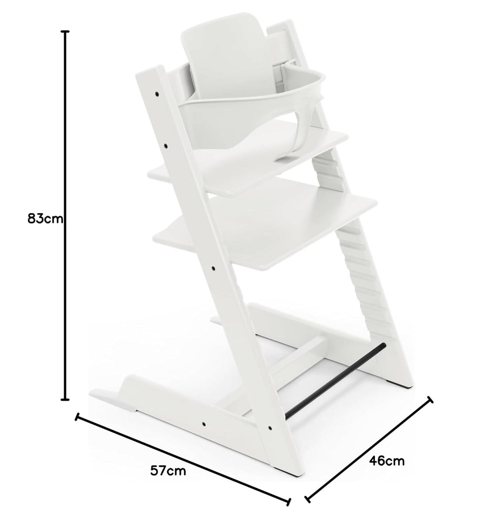 Stokke Tripp Trapp Hochstuhl, White - Inklusive Stuhl + Baby Set2 für Kinder von 6-36 Monaten - Verstellbar, ergonomisch & leicht zu reinigen