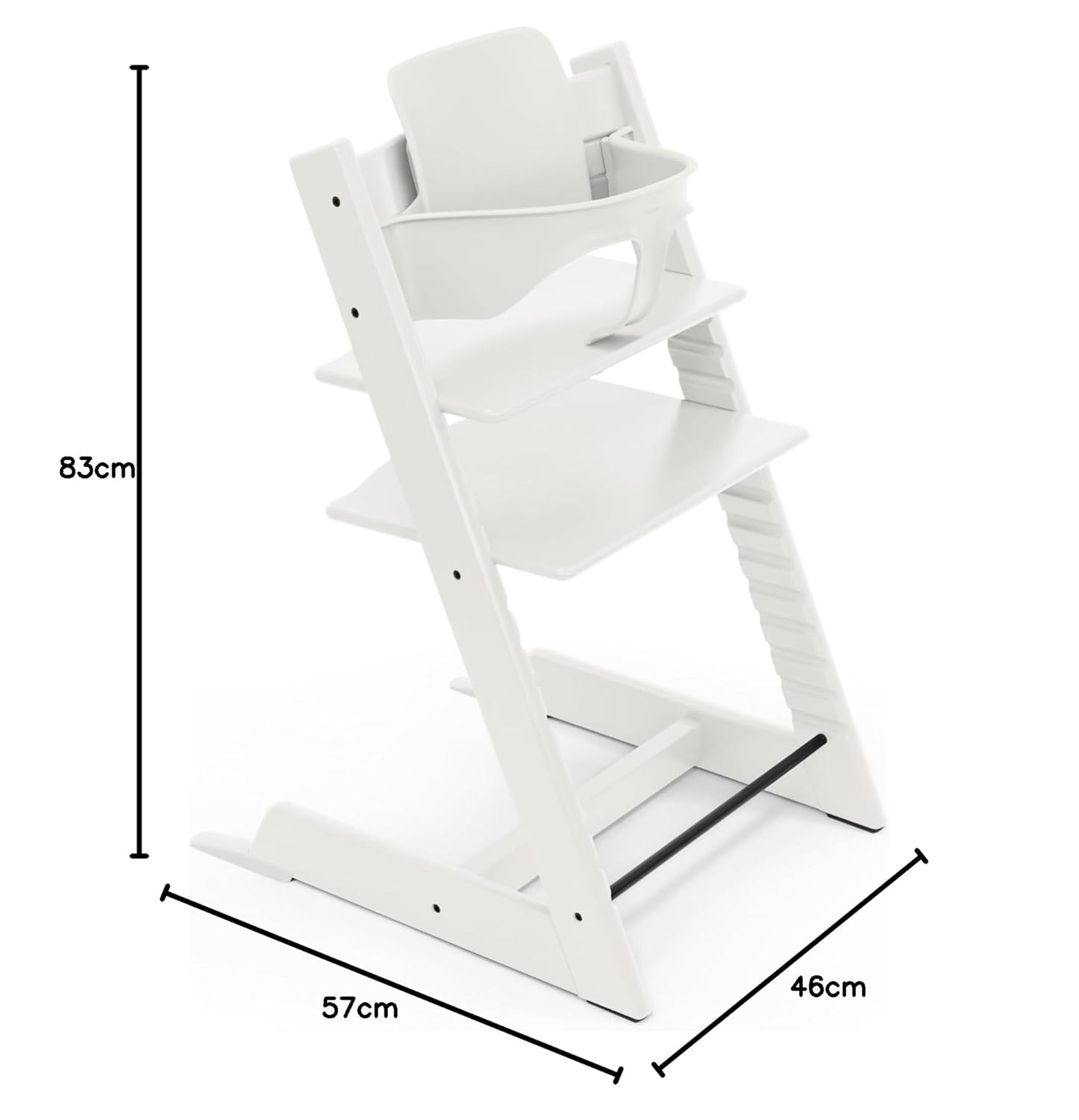 Stokke Tripp Trapp Hochstuhl, White - Inklusive Stuhl + Baby Set2 für Kinder von 6-36 Monaten - Verstellbar, ergonomisch & leicht zu reinigen