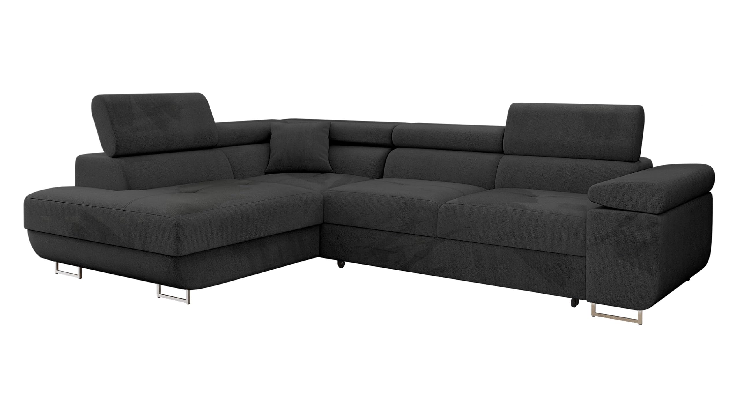 Mirjan24 Torezio Corner Sofa with Bed Box, Adjustable Headrests, Sofa with Sleep Function, Corner Couch for Living Room, Upholstered Corner, L-Shape Couch with Bed Function (Manila 16, Side: Left)