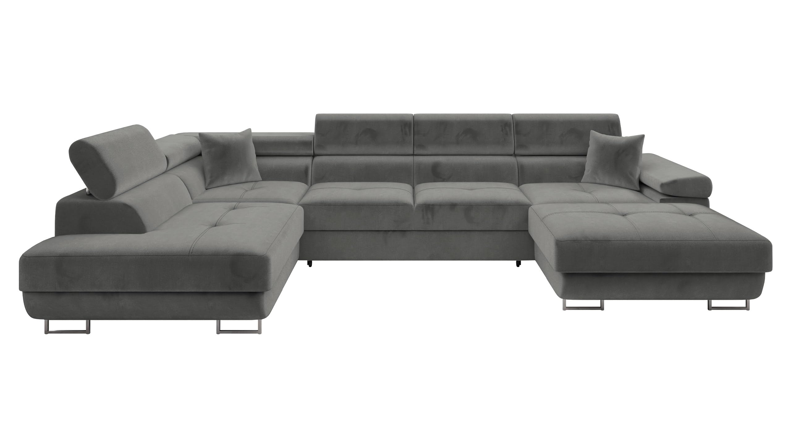 Mirjan24 Ecksofa Torezio Bis mit Bettkasten, Einstellbare Kopfstützen, Sofa mit Schlaffunktion, Eckcouch für Wohnzimmer, Polsterecke, U-Form Couch mit Bettfunktion (Soft 011 + Lux 06, Seite: Rechts)