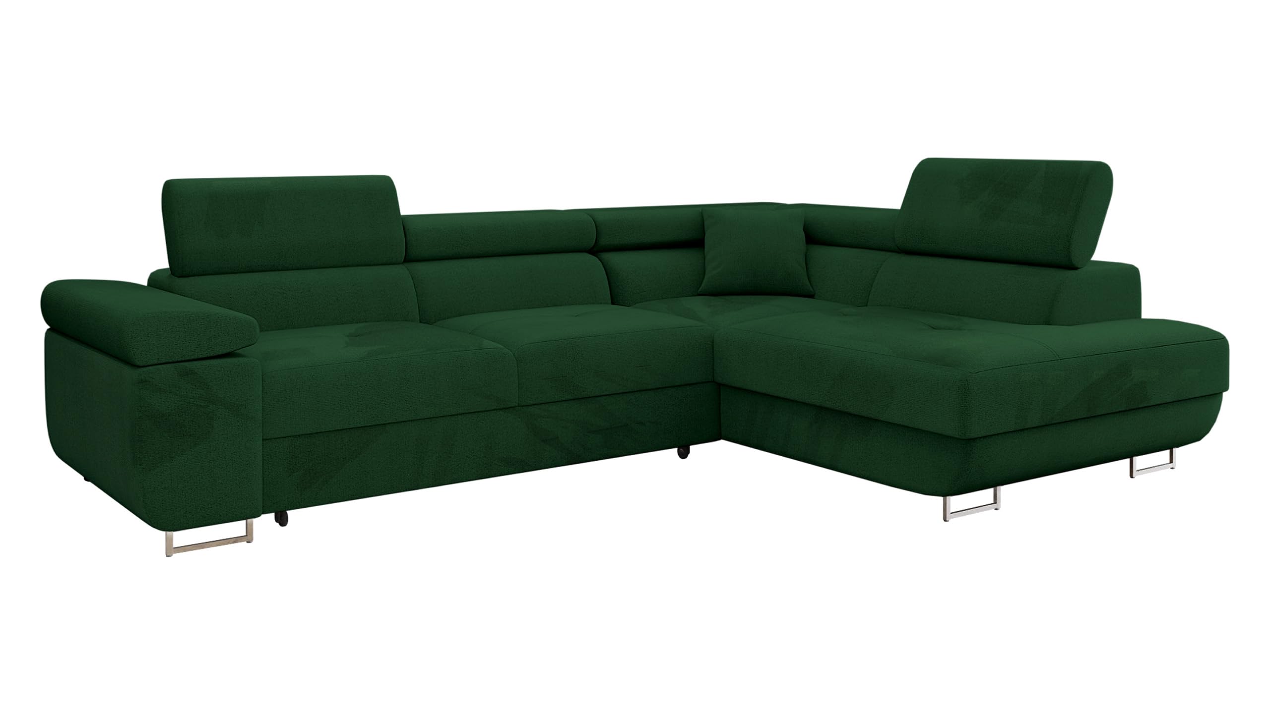 Mirjan24 Torezio Corner Sofa with Bed Box, Adjustable Headrests, Sofa with Sleep Function, Corner Couch for Living Room, Upholstered Corner, L-Shape Couch with Bed Function (Manila 16, Side: Left)