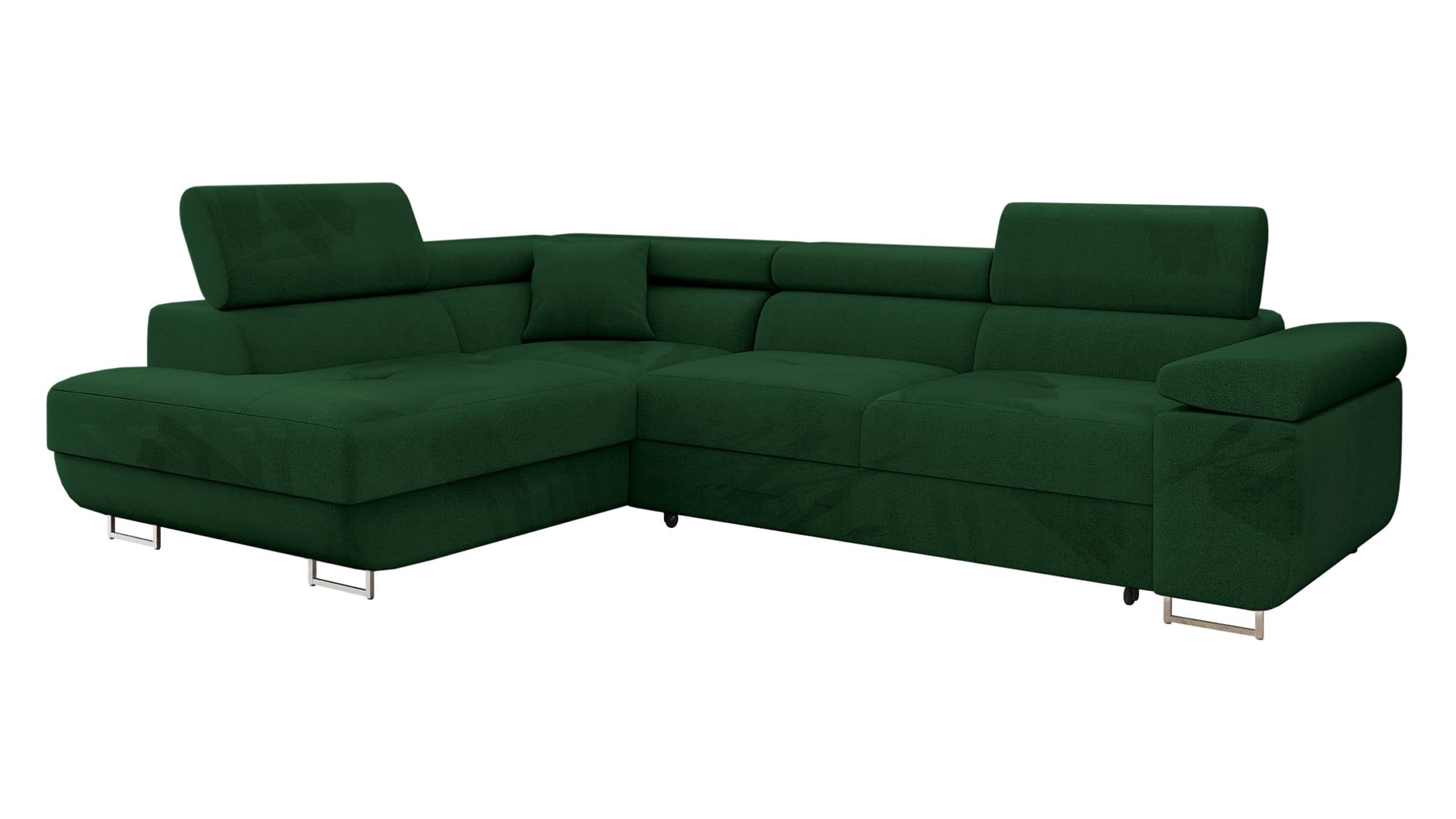 Mirjan24 Torezio Corner Sofa with Bed Box, Adjustable Headrests, Sofa with Sleep Function, Corner Couch for Living Room, Upholstered Corner, L-Shape Couch with Bed Function (Manila 16, Side: Left)