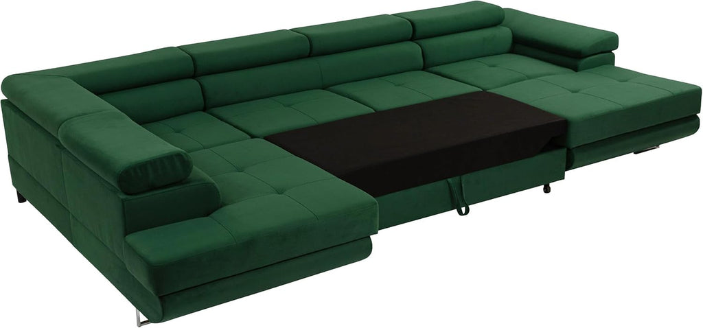 Mirjan24 Ecksofa Torezio Bis mit Bettkasten, Einstellbare Kopfstützen, Sofa mit Schlaffunktion, Eckcouch für Wohnzimmer, Polsterecke, U-Form Couch mit Bettfunktion (Soft 011 + Lux 06, Seite: Rechts)