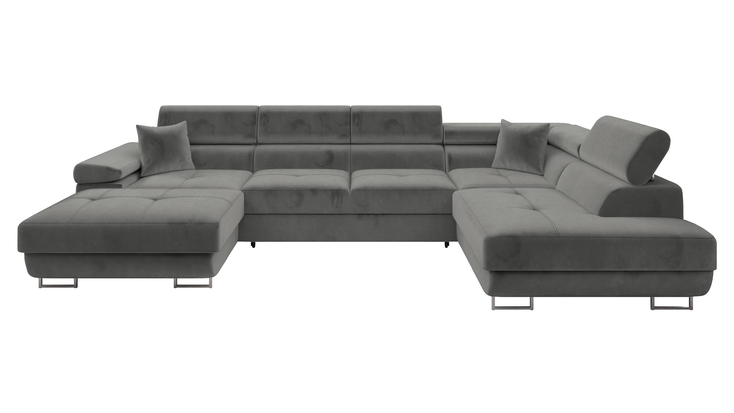 Mirjan24 Ecksofa Torezio Bis mit Bettkasten, Einstellbare Kopfstützen, Sofa mit Schlaffunktion, Eckcouch für Wohnzimmer, Polsterecke, U-Form Couch mit Bettfunktion (Soft 011 + Lux 06, Seite: Rechts)