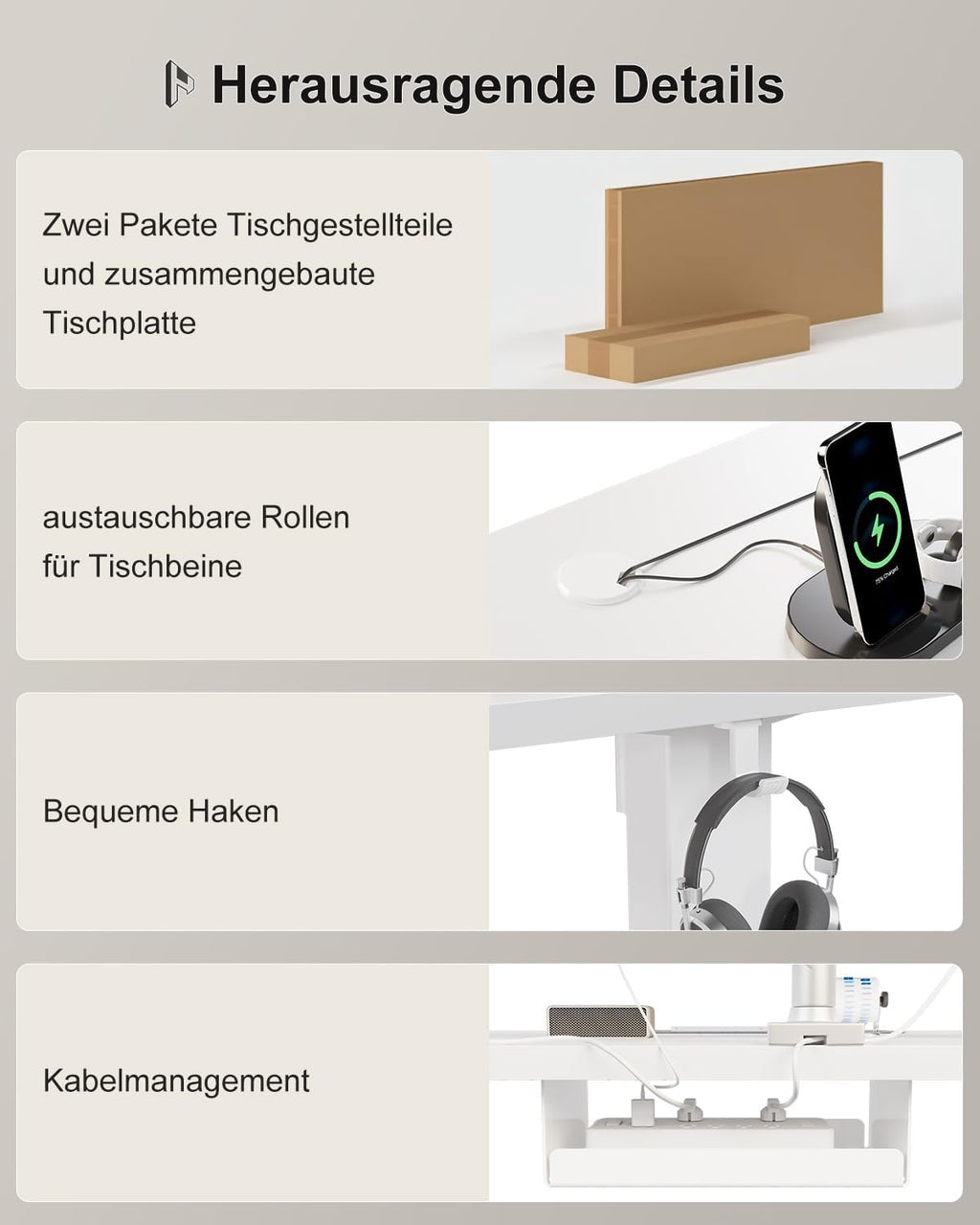 Homall Höhenverstellbarer Schreibtisch 200x80cm mit USB-A Ladeanschluss, Elektrischer Schreibtisch mit Kabel Management Tray, Standing Desk mit 3 Memory Funktion, Computertisch Weiß