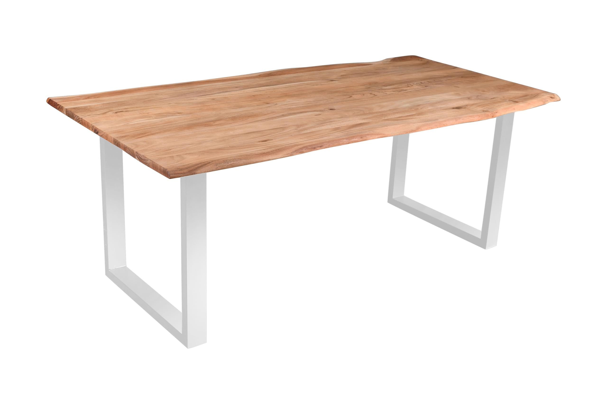 SAM Baumkantentisch 220x100 cm Quarto, Akazienholz massiv + nussbaumfarben, Esstisch mit schwarzem U-Gestell, Esszimmertisch/Holztisch Industrial-Design, Tischplatte 26 mm