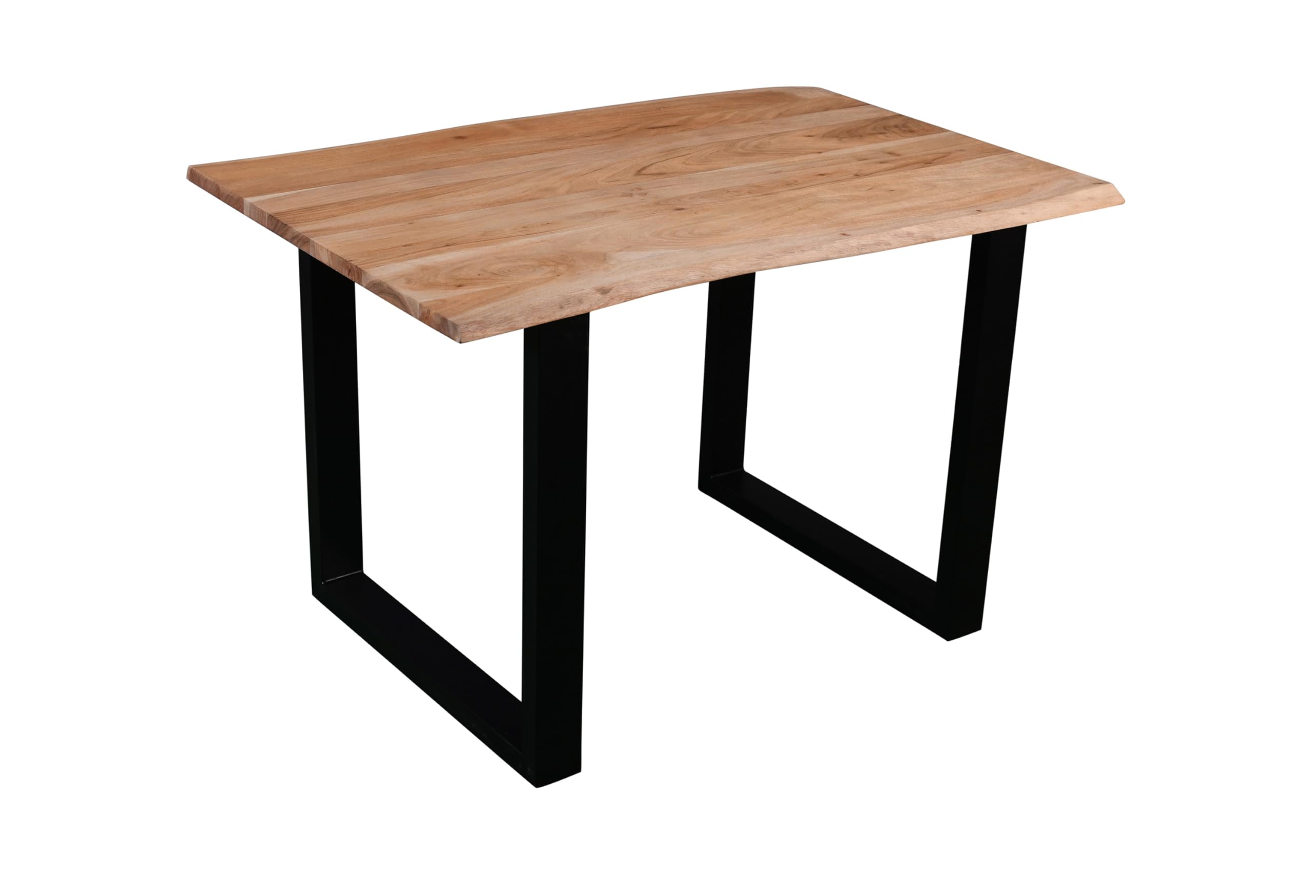 SAM Baumkantentisch 220x100 cm Quarto, Akazienholz massiv + nussbaumfarben, Esstisch mit schwarzem U-Gestell, Esszimmertisch/Holztisch Industrial-Design, Tischplatte 26 mm