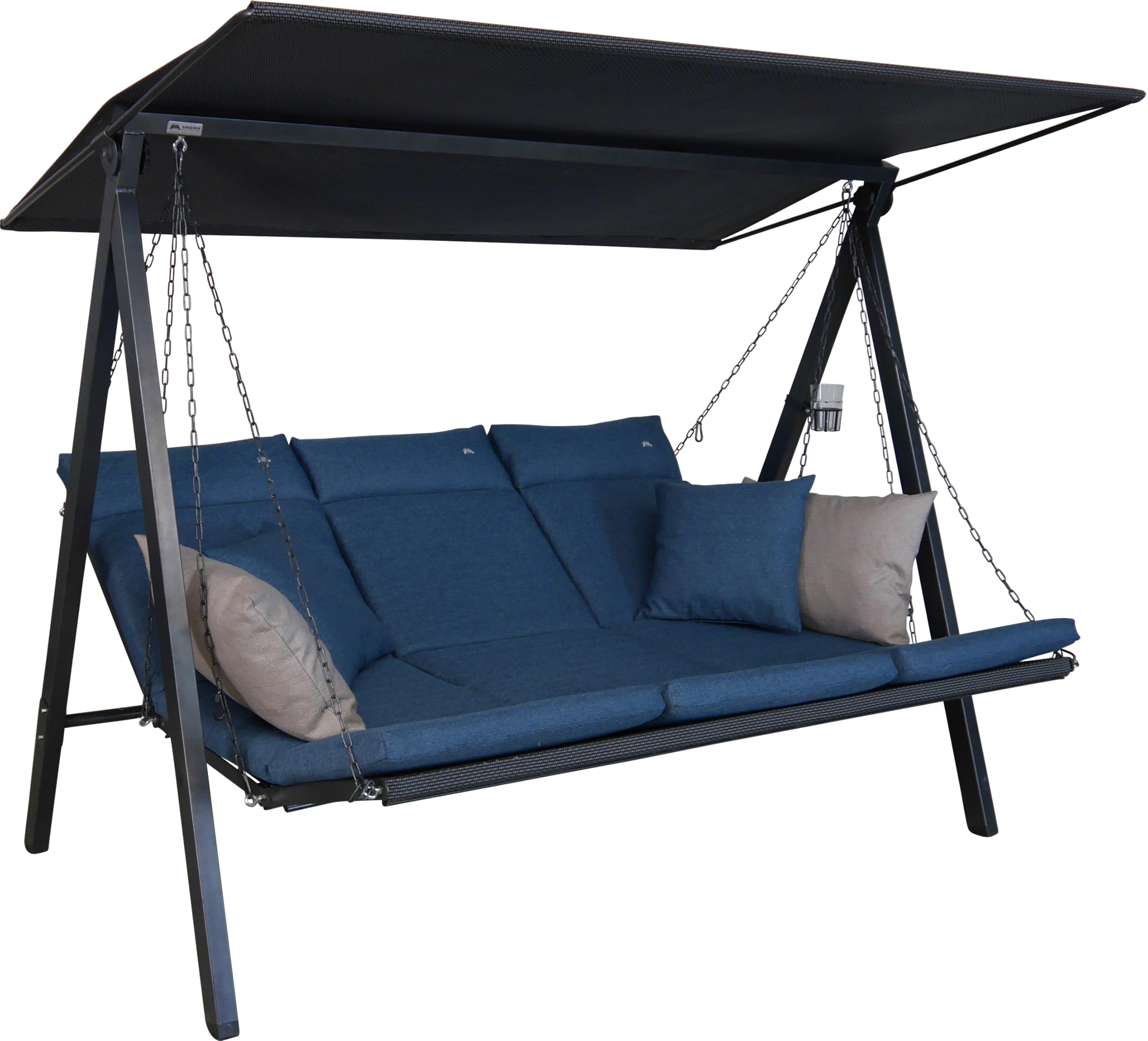 ANGERER Hollywoodschaukel Lounge Smart – Schaukel zum Sitzen, Liegen & Entspannen, inkl. Bett-Funktion, einfache Montage, Made in Germany, hochwertiger Stoff, Grau