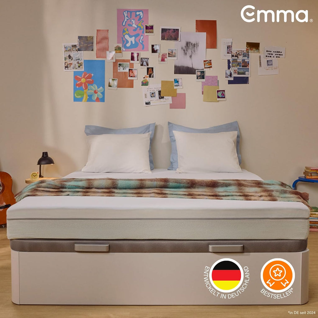 Emma One+ Matratze 140x200 H2 Mittelfest – Kühlende & atmungsaktive 3-Zonen-Schaummatratze – Ergonomisch, Klimaregulierend & Waschbarer Bezug – Für alle Schlafpositionen geeignet