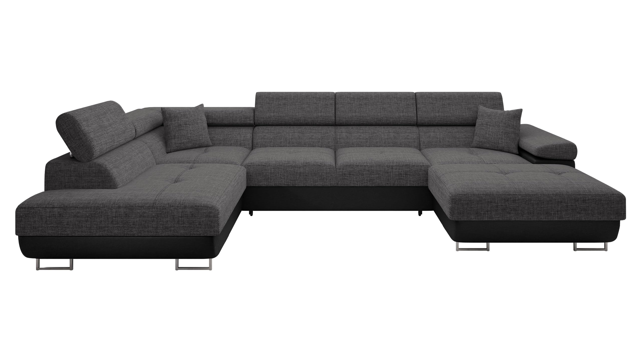 Mirjan24 Ecksofa Torezio Bis mit Bettkasten, Einstellbare Kopfstützen, Sofa mit Schlaffunktion, Eckcouch für Wohnzimmer, Polsterecke, U-Form Couch mit Bettfunktion (Soft 011 + Lux 06, Seite: Rechts)