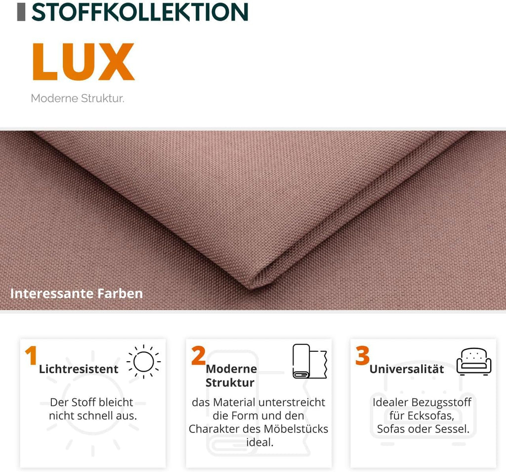 Mirjan24 Ecksofa Torezio Bis mit Bettkasten, Einstellbare Kopfstützen, Sofa mit Schlaffunktion, Eckcouch für Wohnzimmer, Polsterecke, U-Form Couch mit Bettfunktion (Soft 011 + Lux 06, Seite: Rechts)