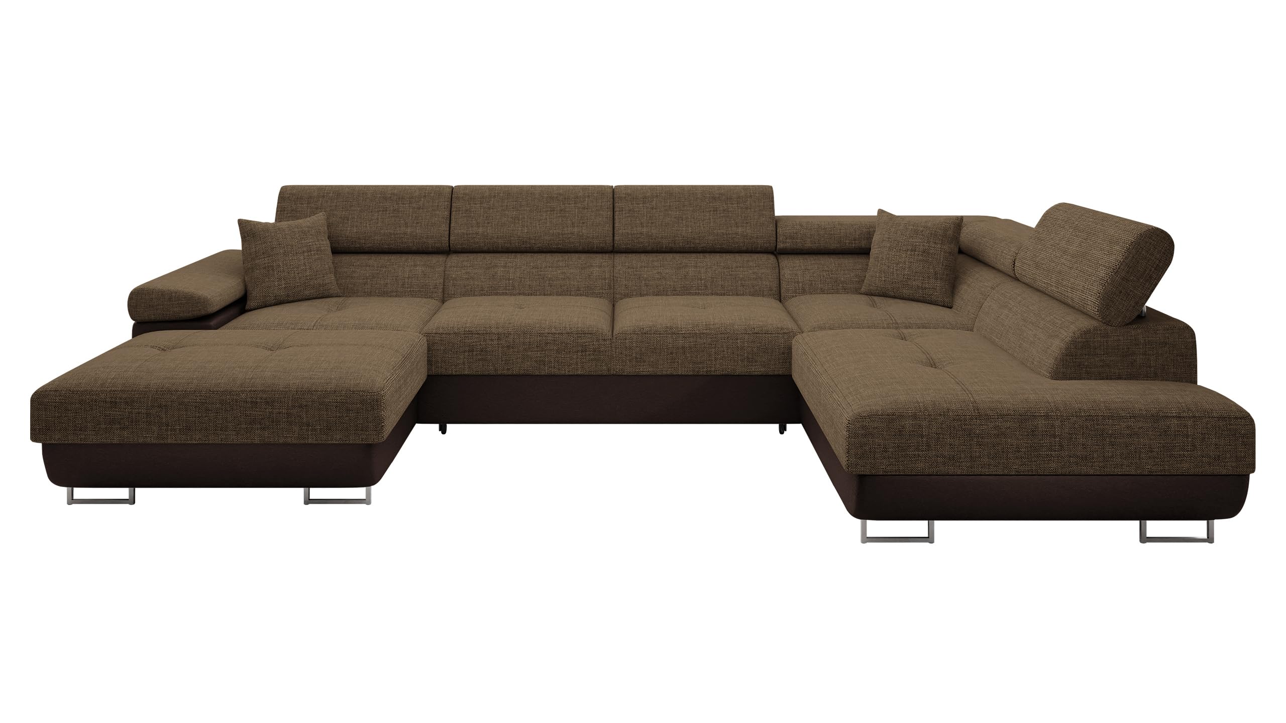 Mirjan24 Ecksofa Torezio Bis mit Bettkasten, Einstellbare Kopfstützen, Sofa mit Schlaffunktion, Eckcouch für Wohnzimmer, Polsterecke, U-Form Couch mit Bettfunktion (Soft 011 + Lux 06, Seite: Rechts)