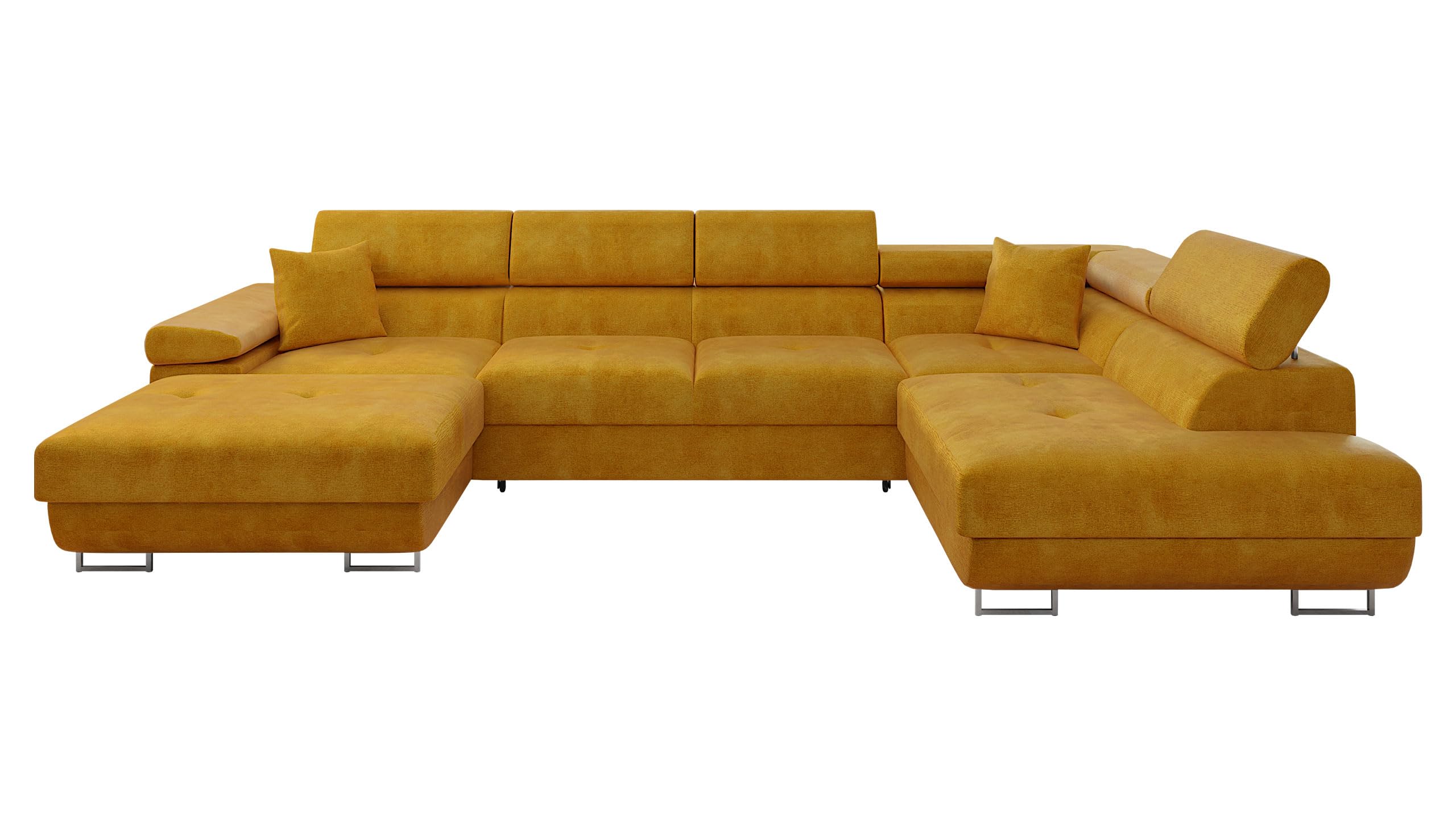 Mirjan24 Ecksofa Torezio Bis mit Bettkasten, Einstellbare Kopfstützen, Sofa mit Schlaffunktion, Eckcouch für Wohnzimmer, Polsterecke, U-Form Couch mit Bettfunktion (Soft 011 + Lux 06, Seite: Rechts)