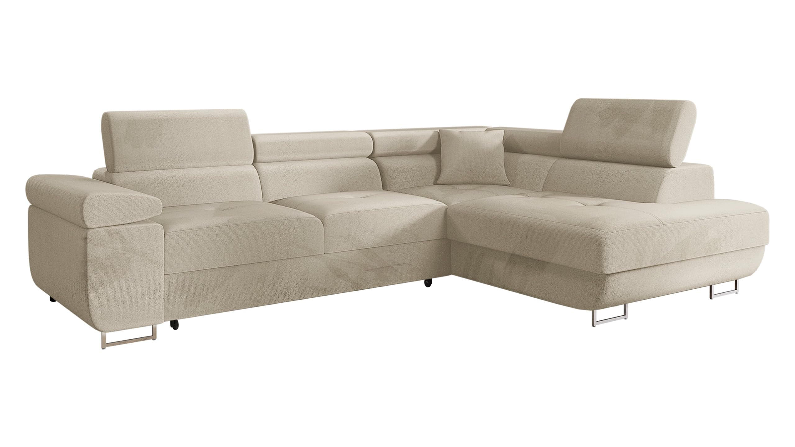 Mirjan24 Torezio Corner Sofa with Bed Box, Adjustable Headrests, Sofa with Sleep Function, Corner Couch for Living Room, Upholstered Corner, L-Shape Couch with Bed Function (Manila 16, Side: Left)