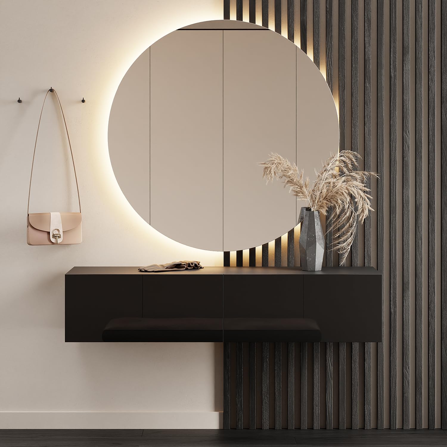 Planetmöbel Flur Möbel Garderobe Hängeschrank 2X 140 cm Gold Eiche - Anthrazit, Kompaktgarderobe mit Klappe als Stauraum, Wandgarderobe hängend oder stehend, 37,8T x 140B x 32,5H cm