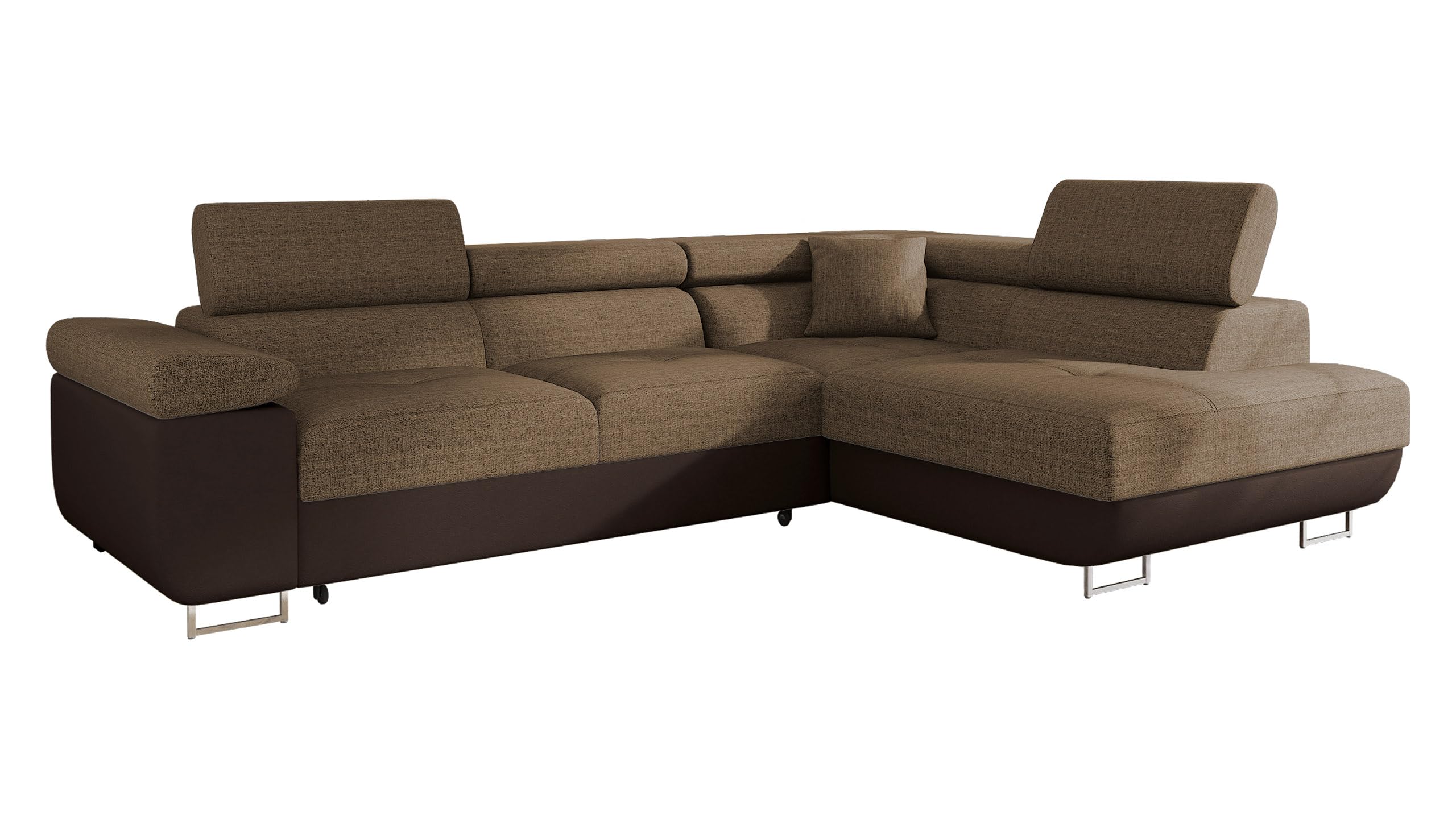 Mirjan24 Torezio Corner Sofa with Bed Box, Adjustable Headrests, Sofa with Sleep Function, Corner Couch for Living Room, Upholstered Corner, L-Shape Couch with Bed Function (Manila 16, Side: Left)