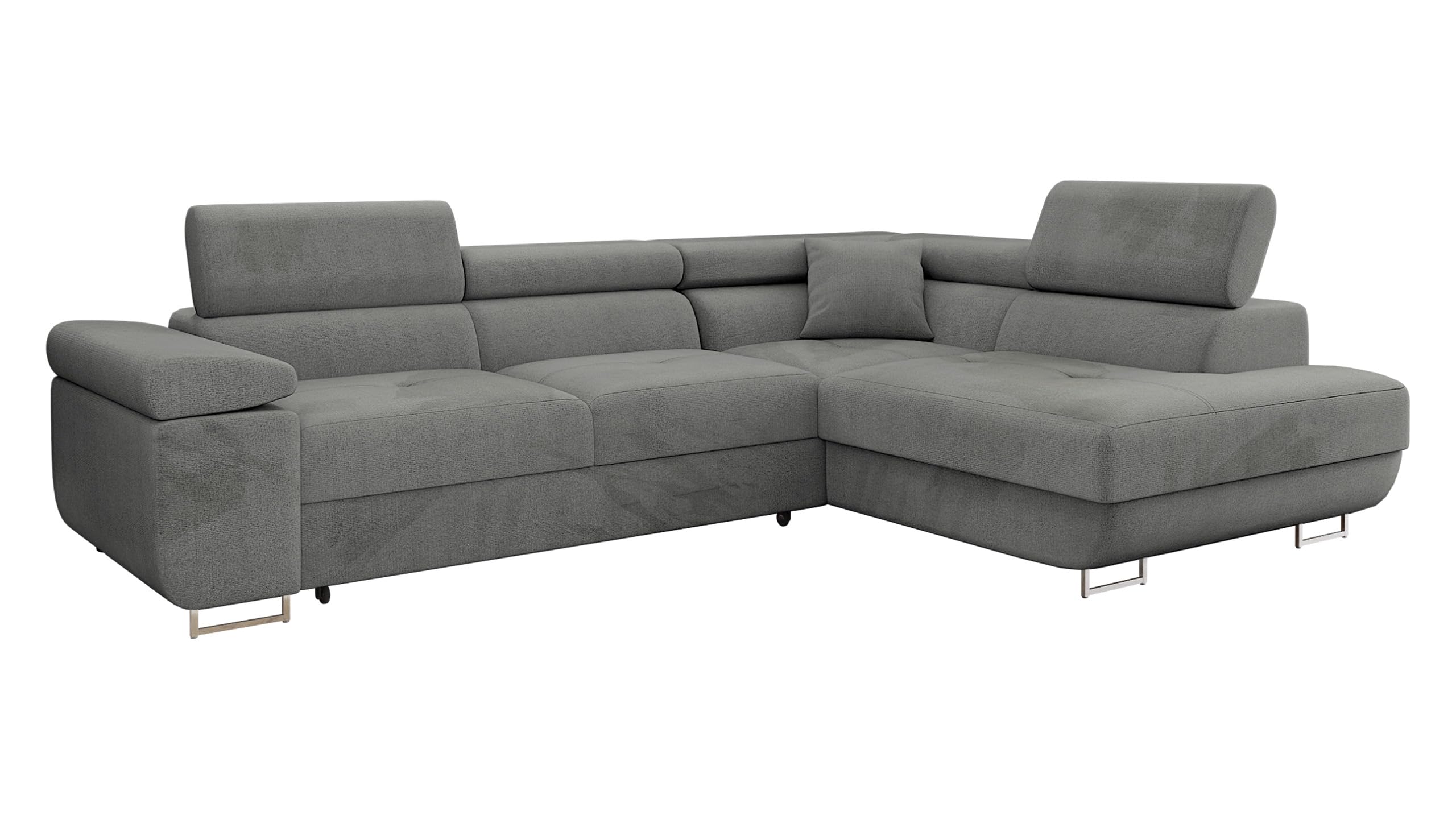 Mirjan24 Torezio Corner Sofa with Bed Box, Adjustable Headrests, Sofa with Sleep Function, Corner Couch for Living Room, Upholstered Corner, L-Shape Couch with Bed Function (Manila 16, Side: Left)