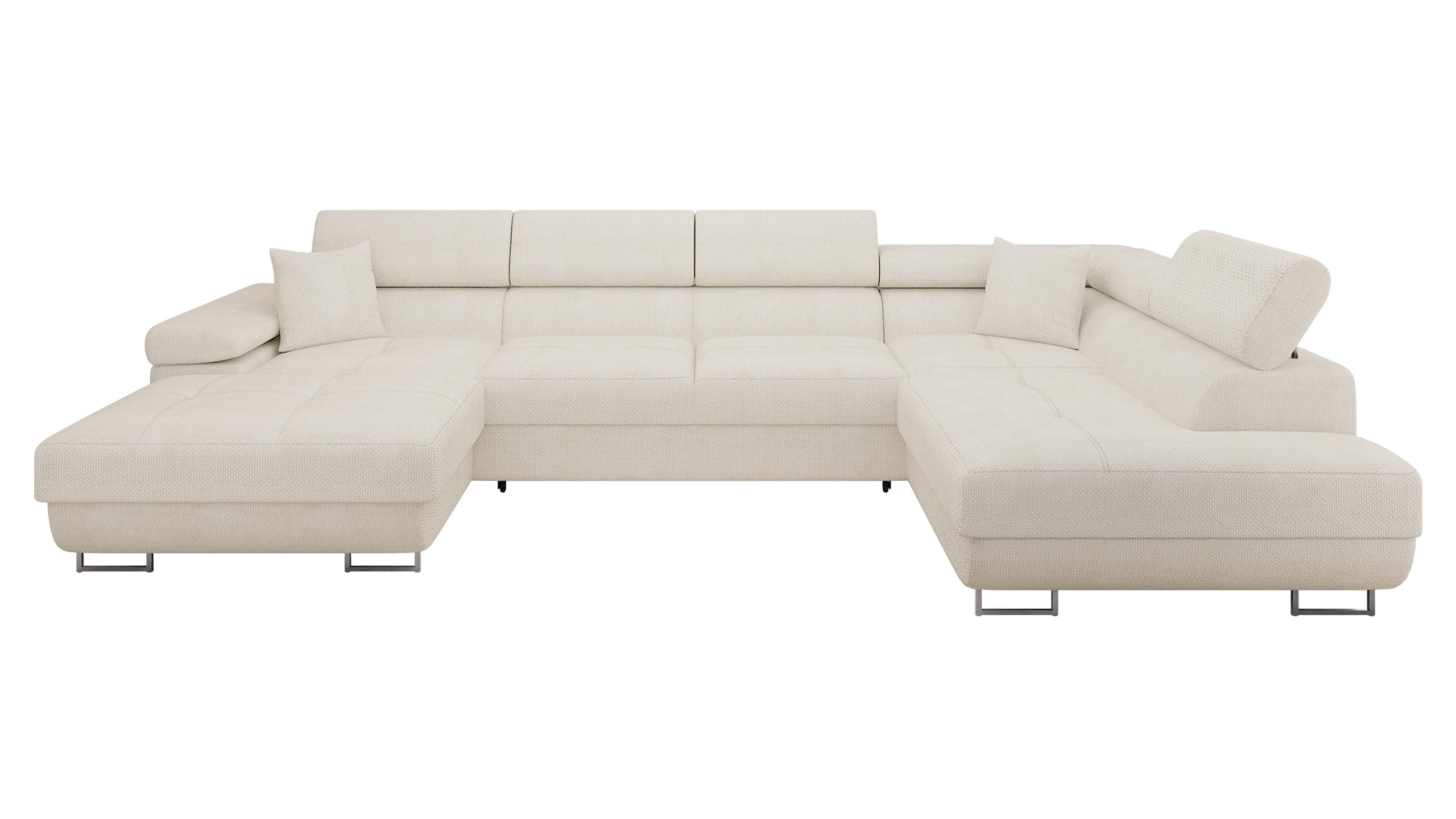 Mirjan24 Ecksofa Torezio Bis mit Bettkasten, Einstellbare Kopfstützen, Sofa mit Schlaffunktion, Eckcouch für Wohnzimmer, Polsterecke, U-Form Couch mit Bettfunktion (Soft 011 + Lux 06, Seite: Rechts)