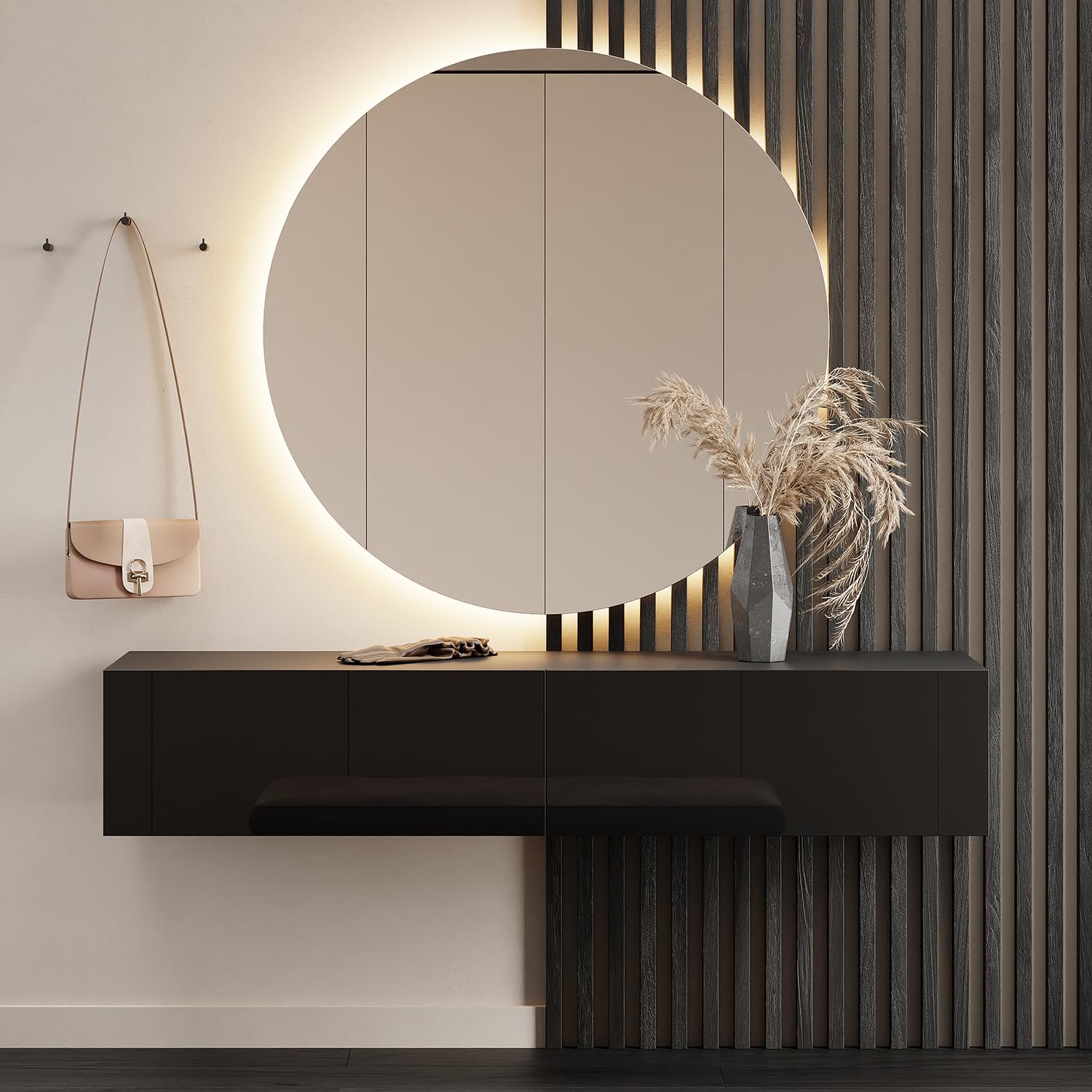 Planetmöbel Flur Möbel Garderobe Hängeschrank 2X 140 cm Gold Eiche - Anthrazit, Kompaktgarderobe mit Klappe als Stauraum, Wandgarderobe hängend oder stehend, 37,8T x 140B x 32,5H cm