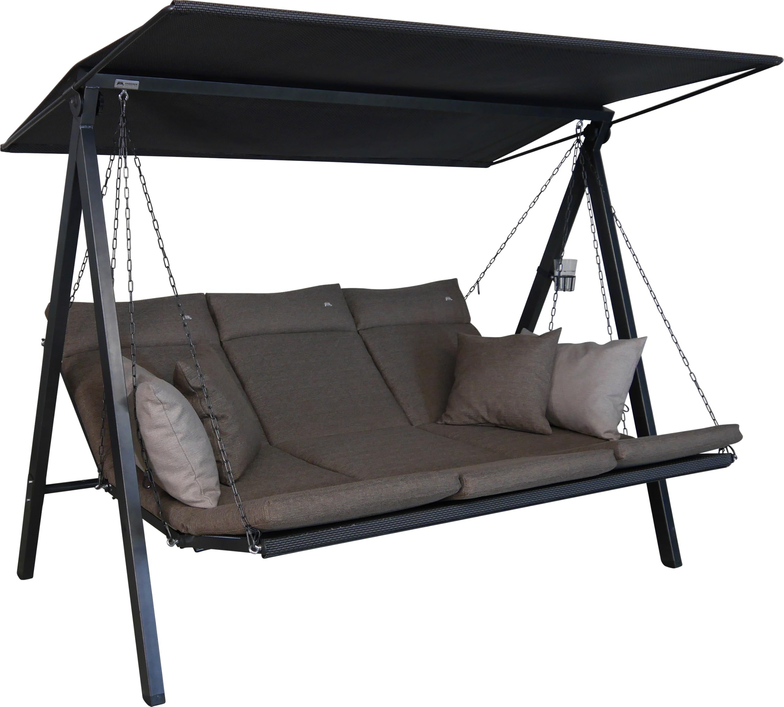 ANGERER Hollywoodschaukel Lounge Smart – Schaukel zum Sitzen, Liegen & Entspannen, inkl. Bett-Funktion, einfache Montage, Made in Germany, hochwertiger Stoff, Grau