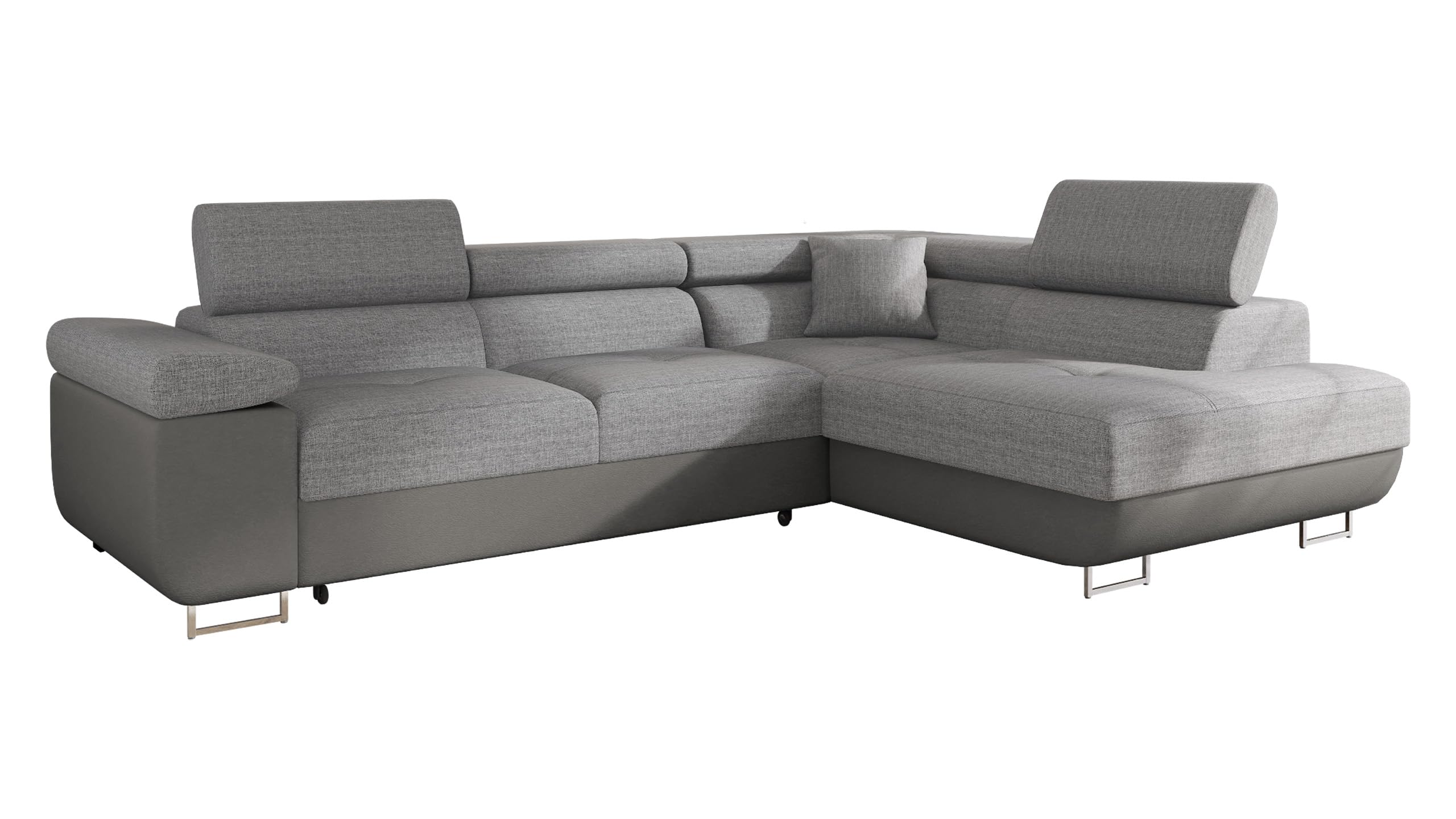 Mirjan24 Torezio Corner Sofa with Bed Box, Adjustable Headrests, Sofa with Sleep Function, Corner Couch for Living Room, Upholstered Corner, L-Shape Couch with Bed Function (Manila 16, Side: Left)
