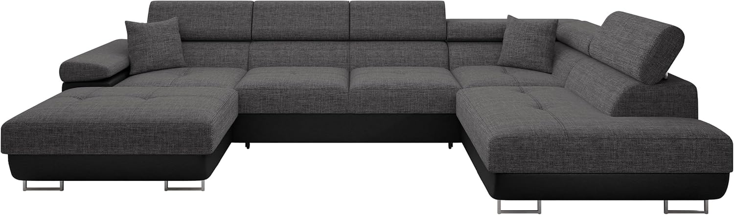 Mirjan24 Ecksofa Torezio Bis mit Bettkasten, Einstellbare Kopfstützen, Sofa mit Schlaffunktion, Eckcouch für Wohnzimmer, Polsterecke, U-Form Couch mit Bettfunktion (Soft 011 + Lux 06, Seite: Rechts)