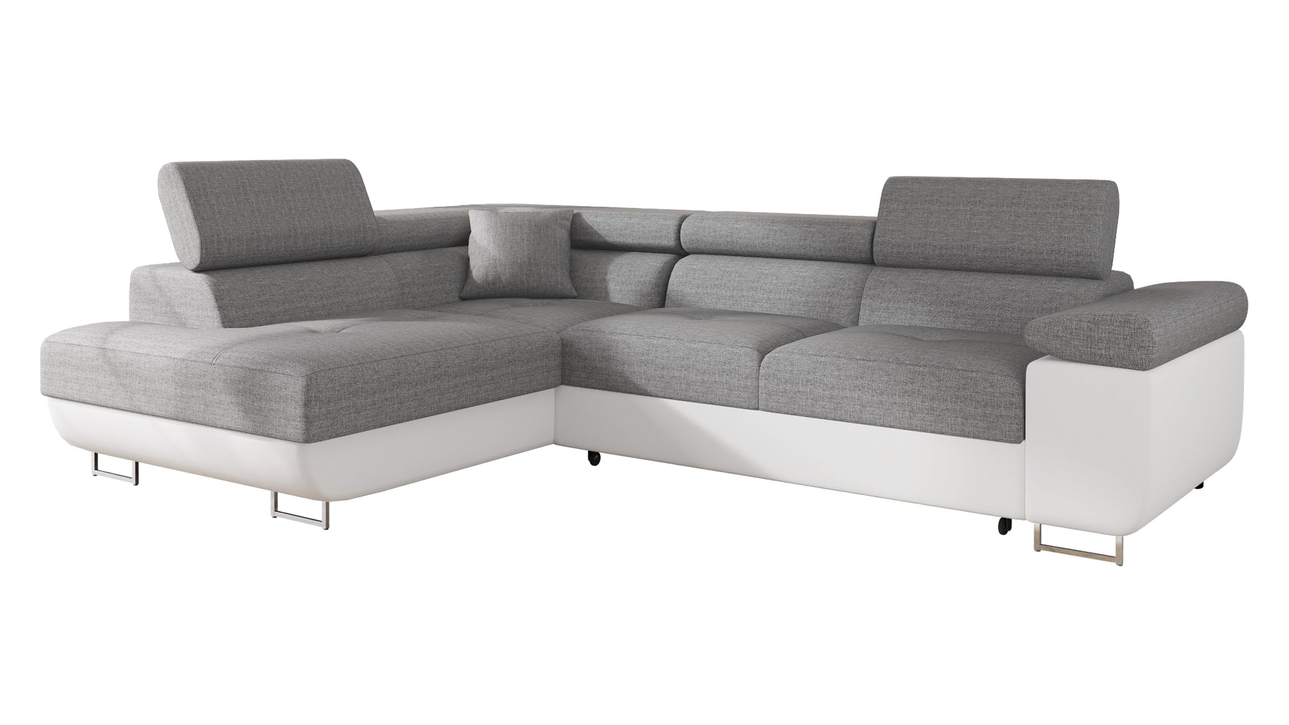 Mirjan24 Torezio Corner Sofa with Bed Box, Adjustable Headrests, Sofa with Sleep Function, Corner Couch for Living Room, Upholstered Corner, L-Shape Couch with Bed Function (Manila 16, Side: Left)