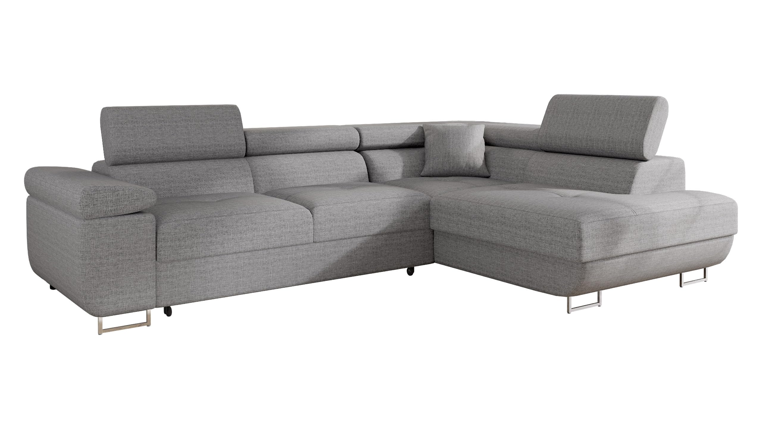Mirjan24 Torezio Corner Sofa with Bed Box, Adjustable Headrests, Sofa with Sleep Function, Corner Couch for Living Room, Upholstered Corner, L-Shape Couch with Bed Function (Manila 16, Side: Left)