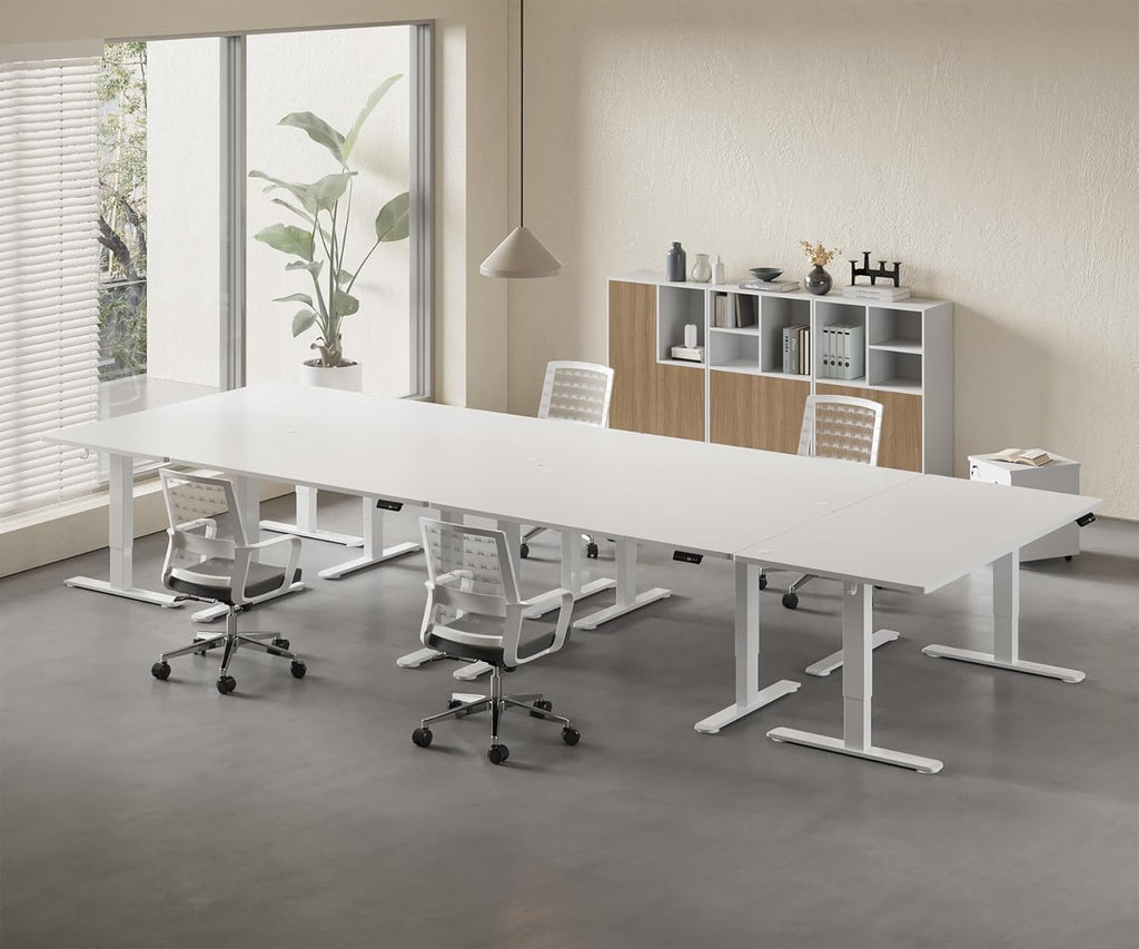 Homall Höhenverstellbarer Schreibtisch 200x80cm mit USB-A Ladeanschluss, Elektrischer Schreibtisch mit Kabel Management Tray, Standing Desk mit 3 Memory Funktion, Computertisch Weiß