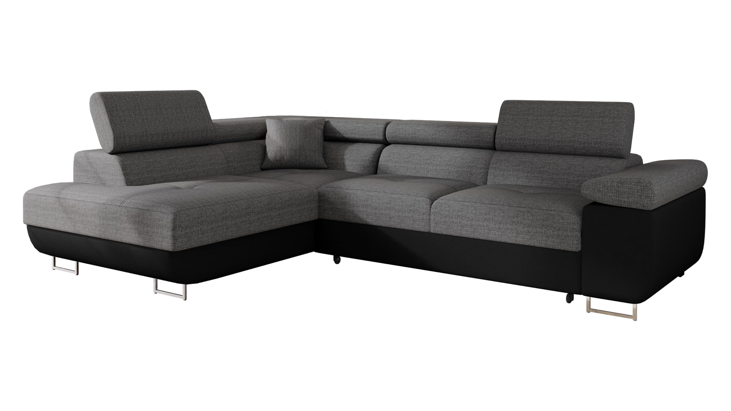 Mirjan24 Torezio Corner Sofa with Bed Box, Adjustable Headrests, Sofa with Sleep Function, Corner Couch for Living Room, Upholstered Corner, L-Shape Couch with Bed Function (Manila 16, Side: Left)