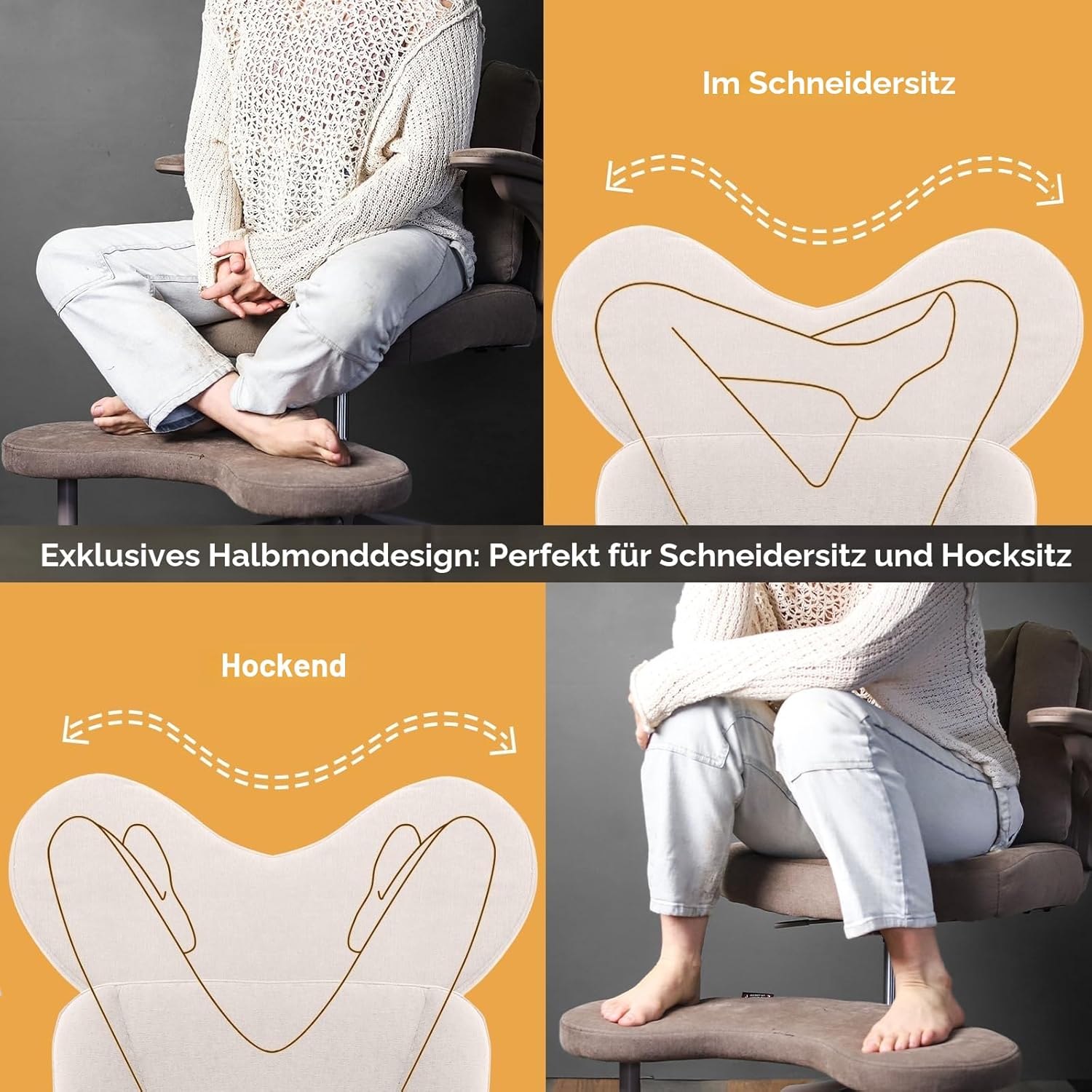 Pipersong ADHS-Stuhl mit verstellbaren Armlehnen, Criss Cross Schreibtischstuhl mit flexiblem Rückenkissen, drehbarer Fußstütze und Rädern