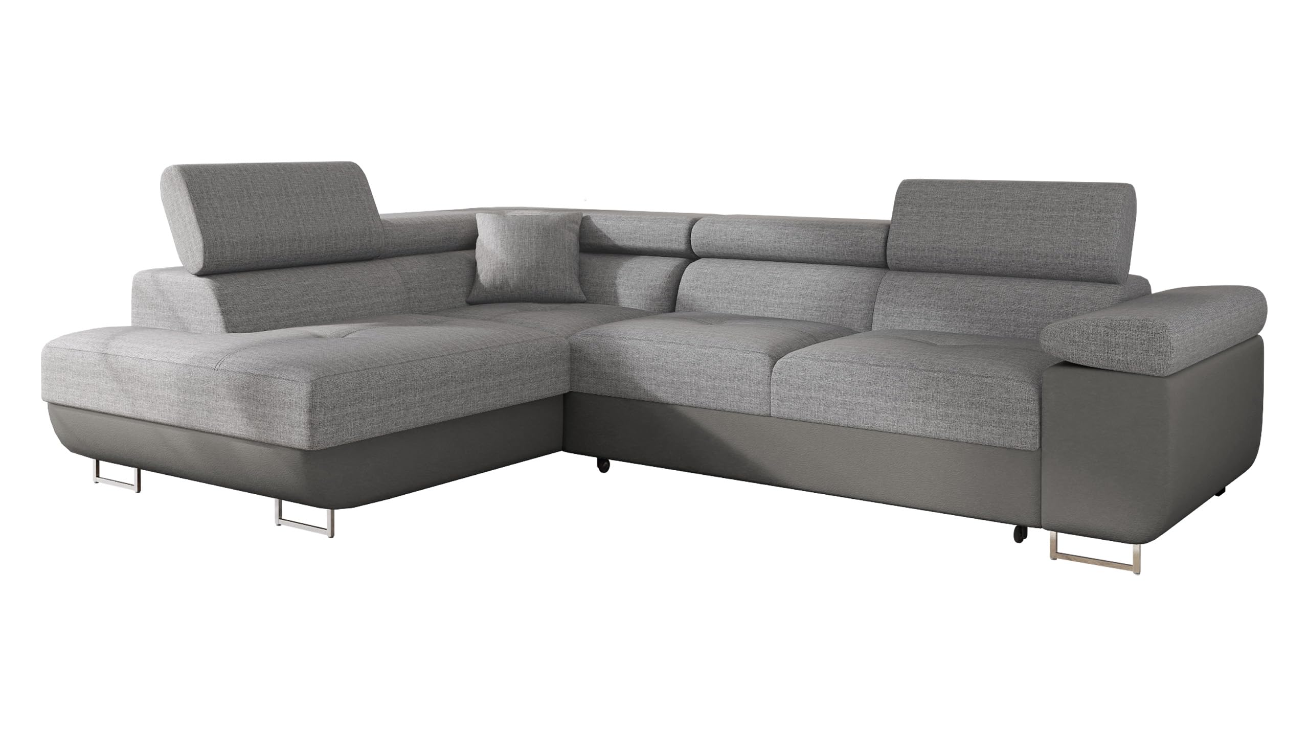 Mirjan24 Torezio Corner Sofa with Bed Box, Adjustable Headrests, Sofa with Sleep Function, Corner Couch for Living Room, Upholstered Corner, L-Shape Couch with Bed Function (Manila 16, Side: Left)