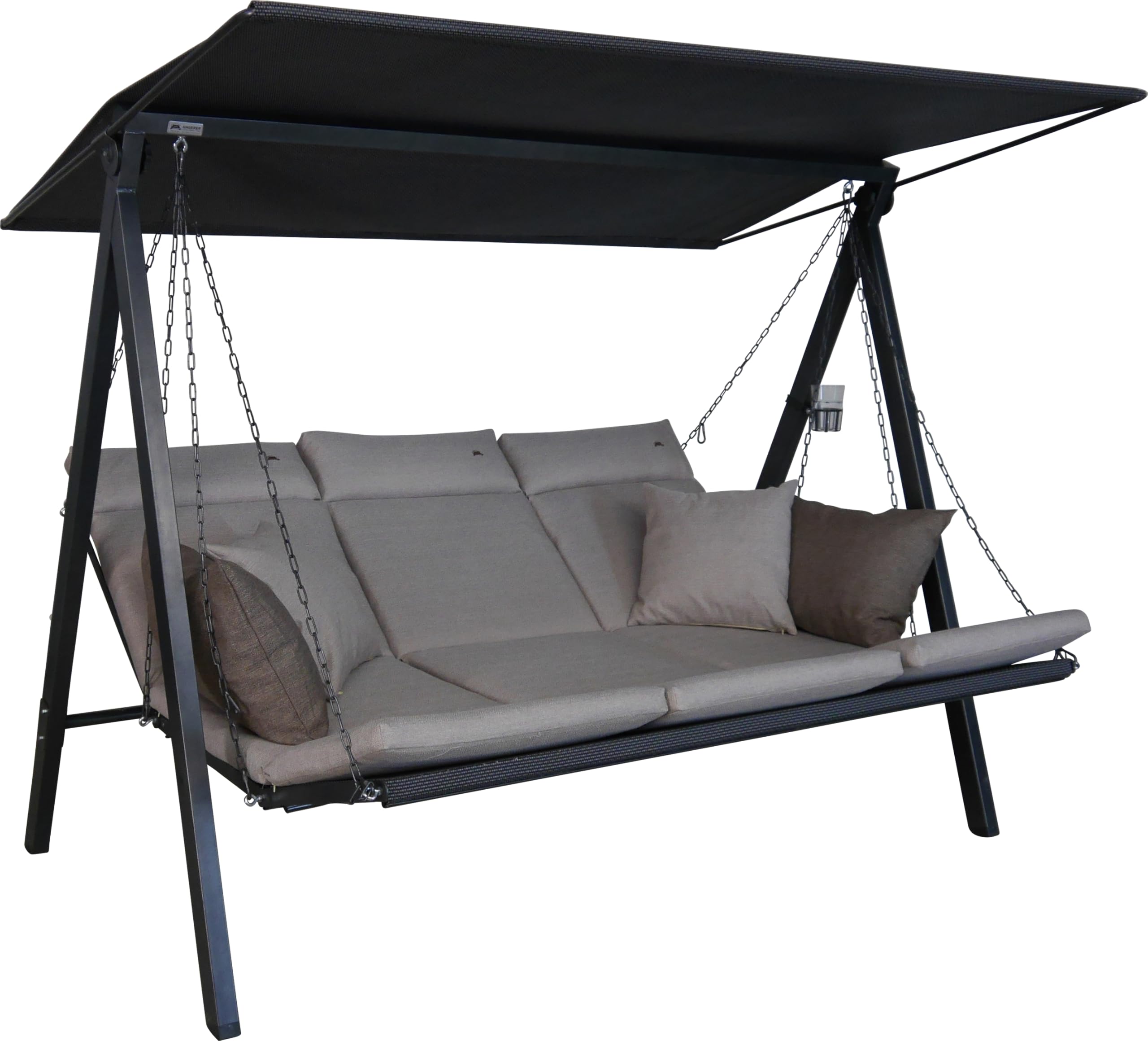 ANGERER Hollywoodschaukel Lounge Smart – Schaukel zum Sitzen, Liegen & Entspannen, inkl. Bett-Funktion, einfache Montage, Made in Germany, hochwertiger Stoff, Grau