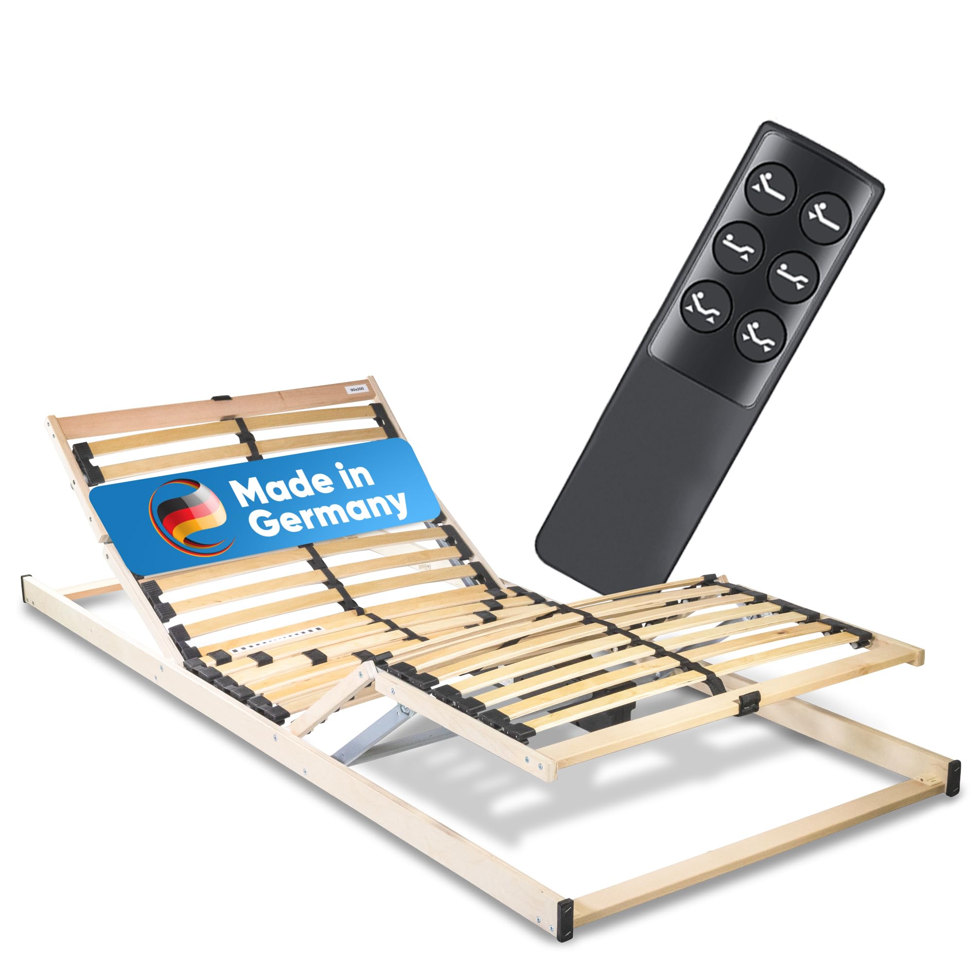 Lattenrost elektrisch verstellbar Komfort 100x200 – 28 Birkenholzleisten für erholsamen Schlaf – 100 Nächte Probeschlafen – Lattenrost elektrisch Made in Germany