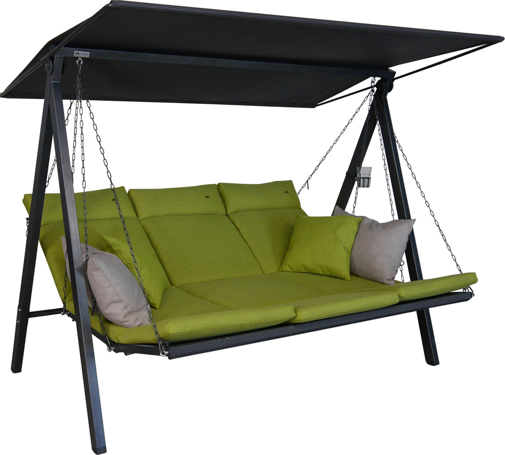 ANGERER Hollywoodschaukel Lounge Smart – Schaukel zum Sitzen, Liegen & Entspannen, inkl. Bett-Funktion, einfache Montage, Made in Germany, hochwertiger Stoff, Grau