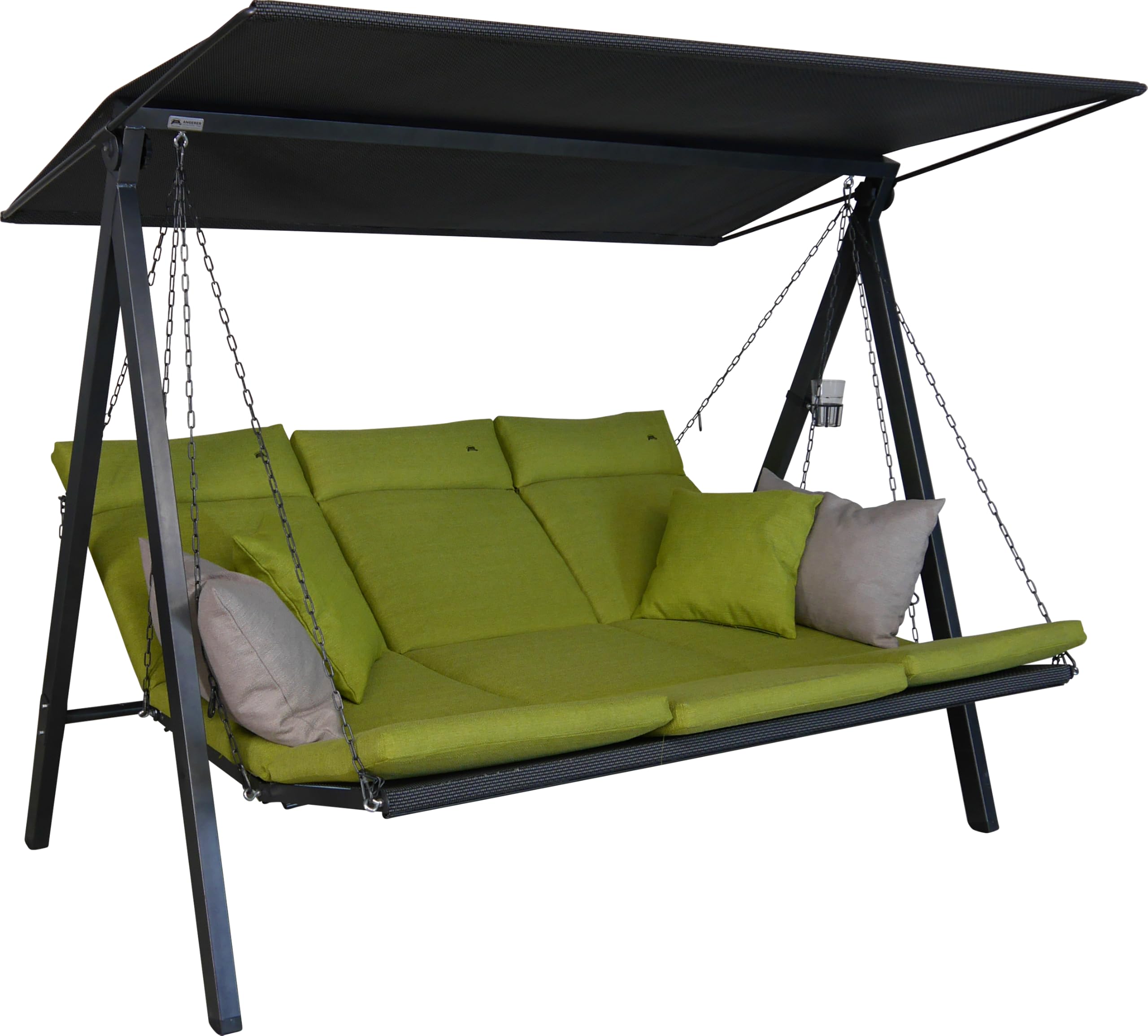 ANGERER Hollywoodschaukel Lounge Smart – Schaukel zum Sitzen, Liegen & Entspannen, inkl. Bett-Funktion, einfache Montage, Made in Germany, hochwertiger Stoff, Grau