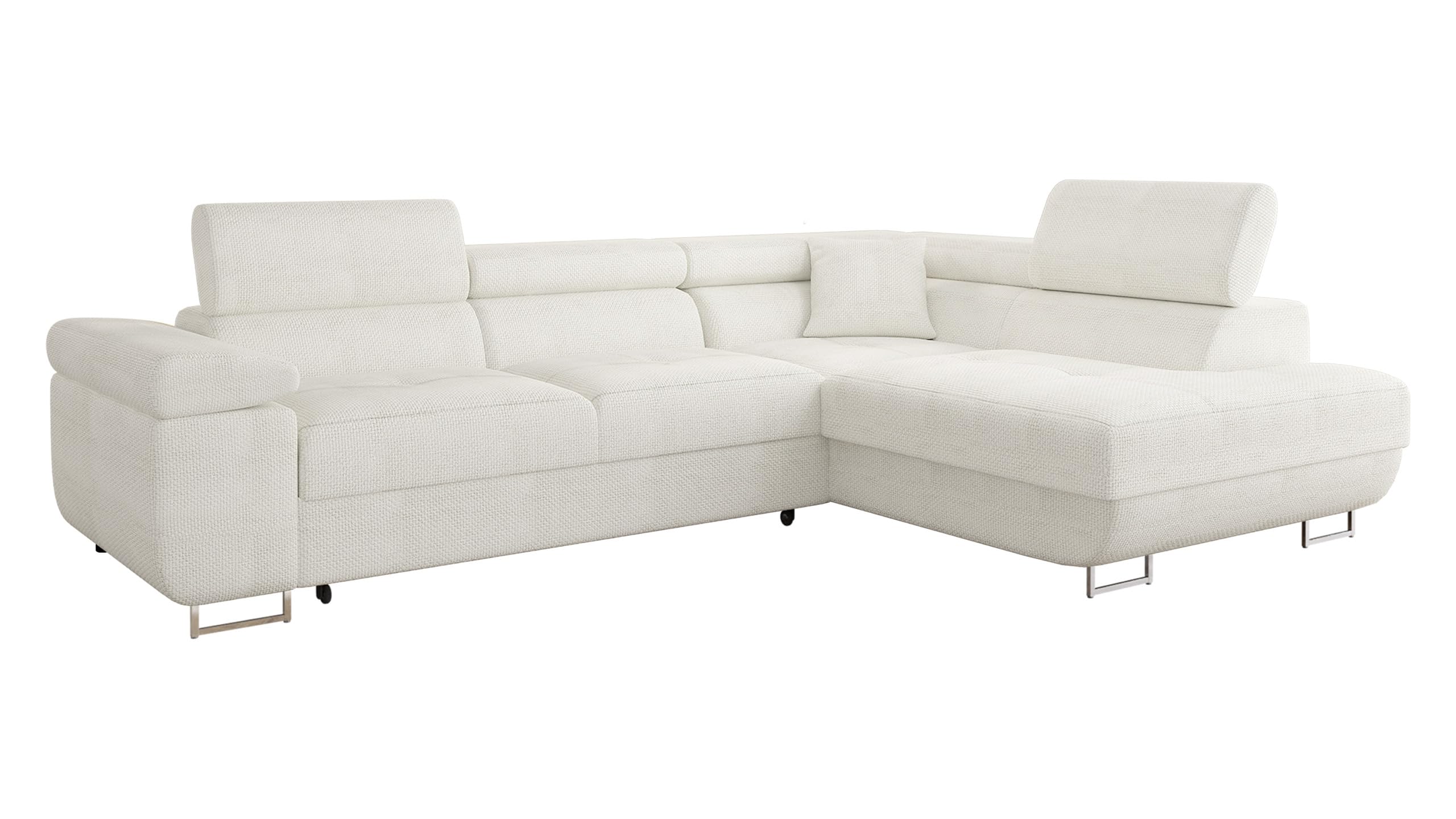 Mirjan24 Torezio Corner Sofa with Bed Box, Adjustable Headrests, Sofa with Sleep Function, Corner Couch for Living Room, Upholstered Corner, L-Shape Couch with Bed Function (Manila 16, Side: Left)